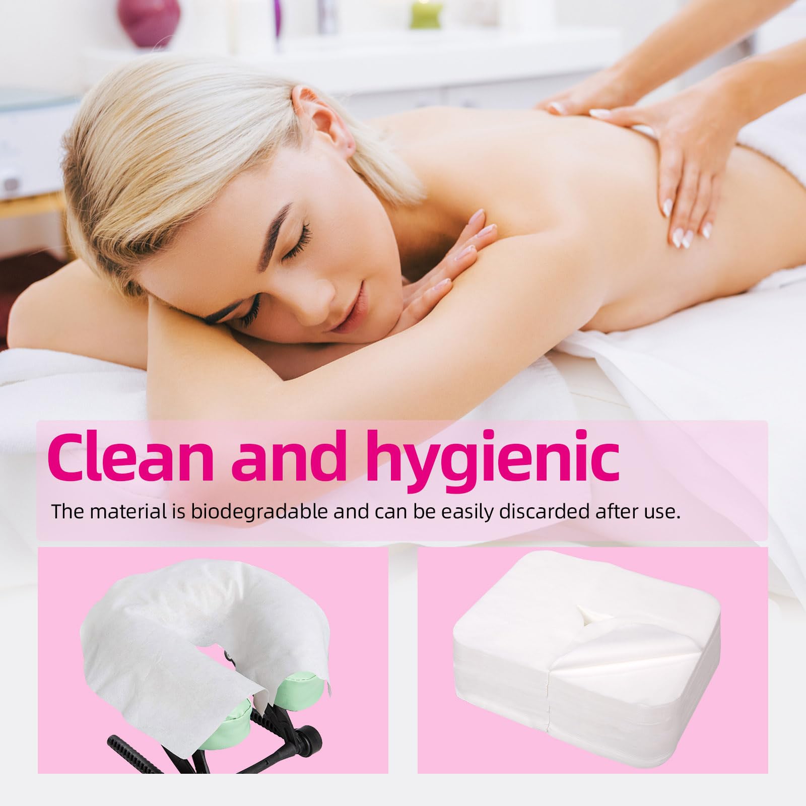 INNOVIO - Fundas desechables para cuna facial, 300 unidades, de grado médico, lujosas, suaves y no tejidas para mesa y silla de masaje, fundas desechables para reposacabezas de 16 x 12 pulgadas