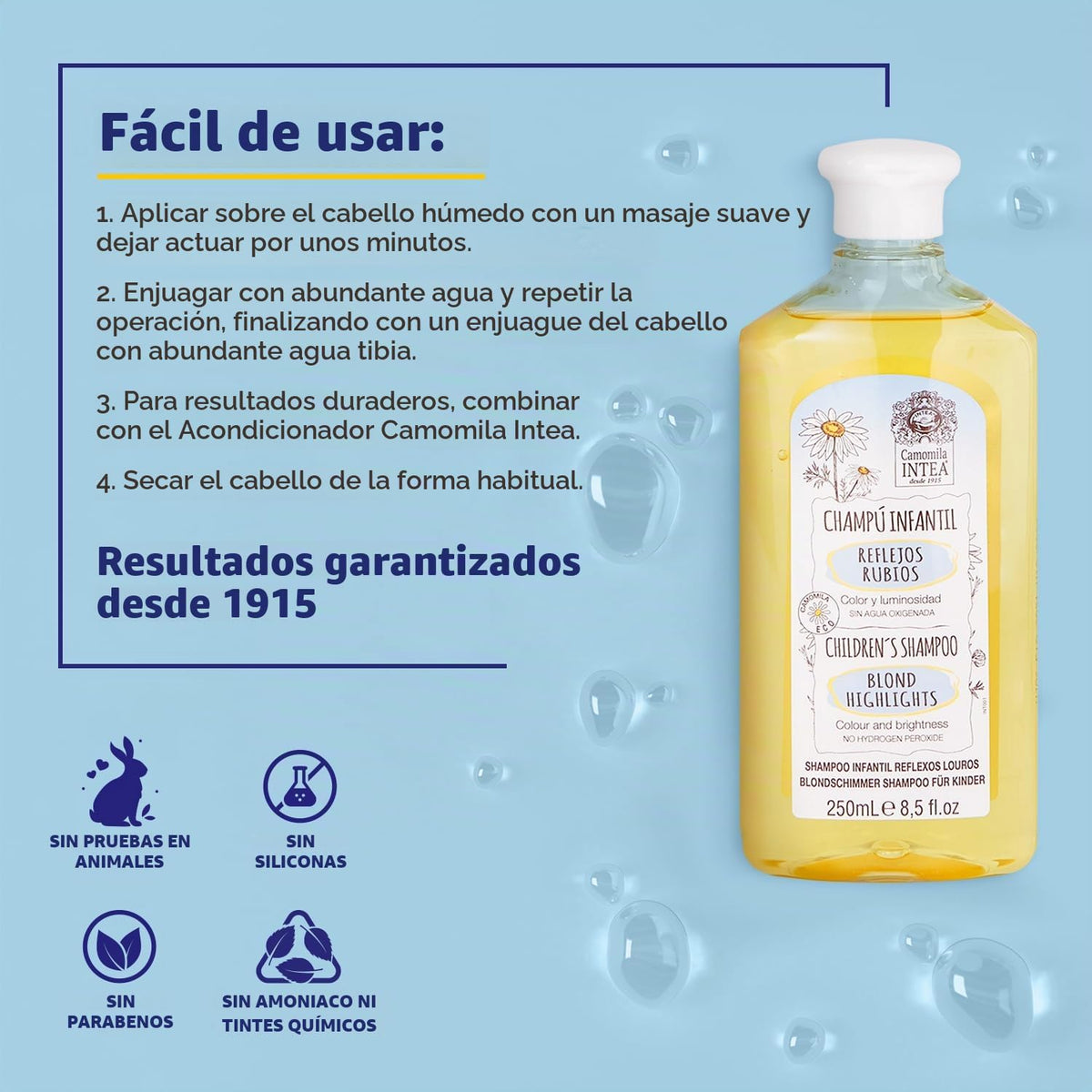 Intea Champú Infantil Reflejos Rubios, 250 ml