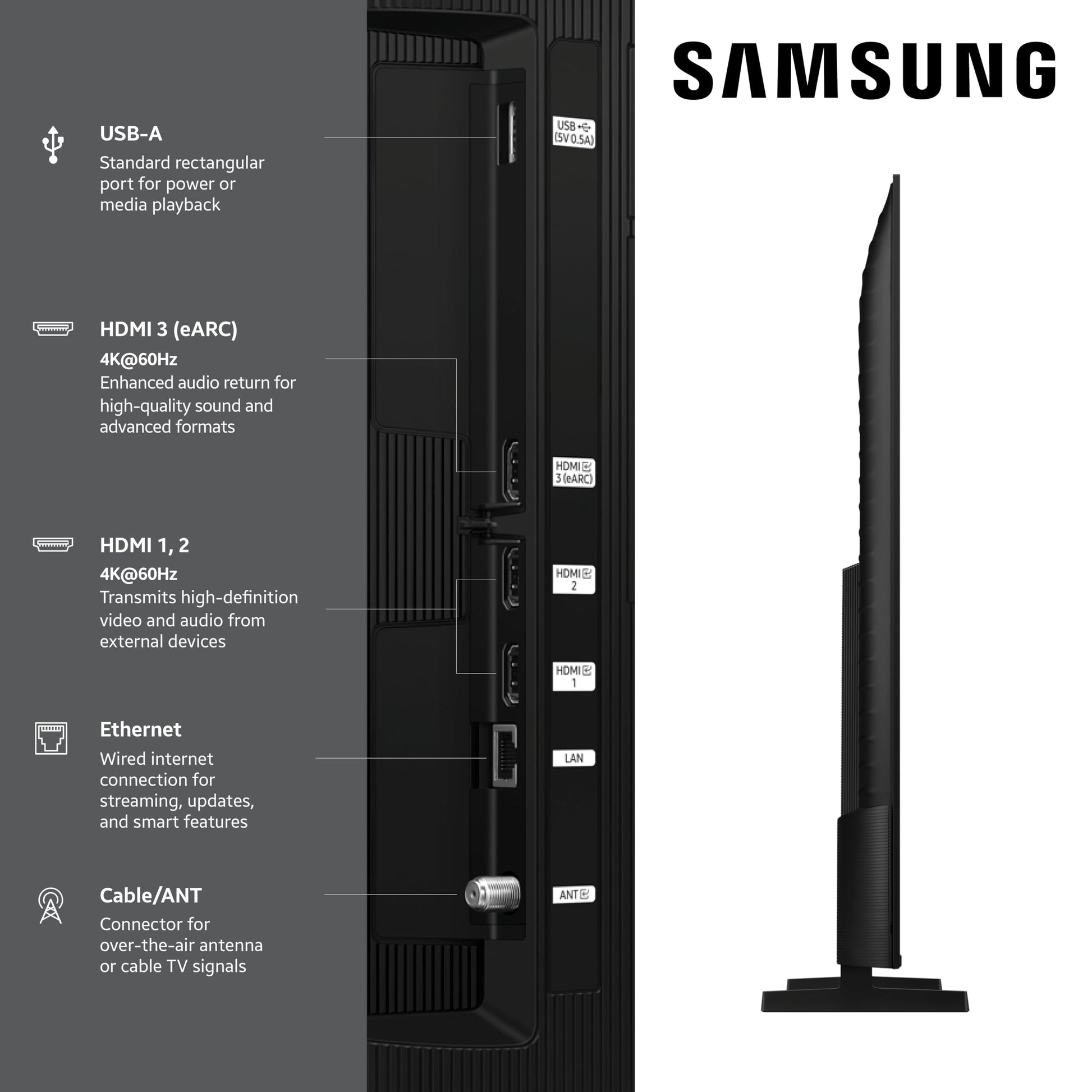 SAMSUNG Q7F QLED 4K Smart TV de 55 Pulgadas, Color Negro