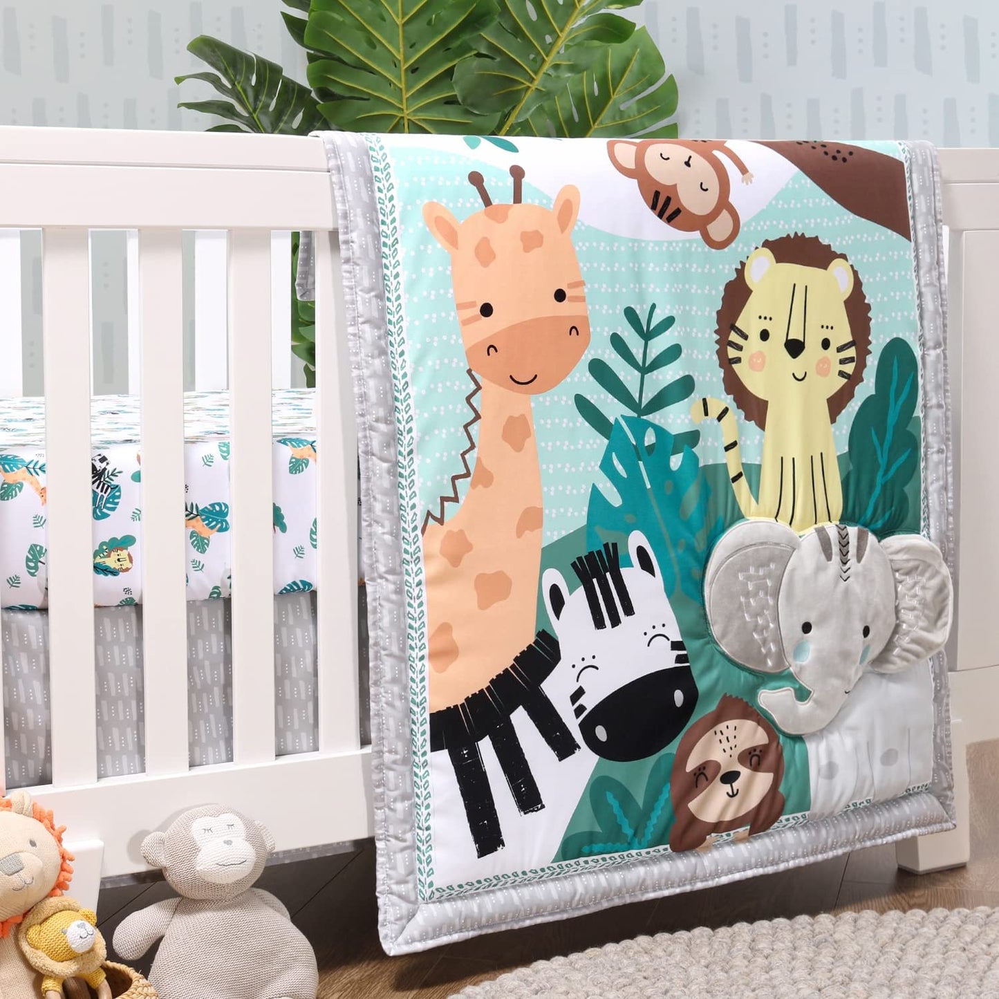The Peanutshell - Juego de cama de 3 piezas para cuna de bebé para niños y niñas, juego de cama de bebé recién nacido, bebé y niño pequeño, decoración con sábana bajera para cuna, volantes contra el