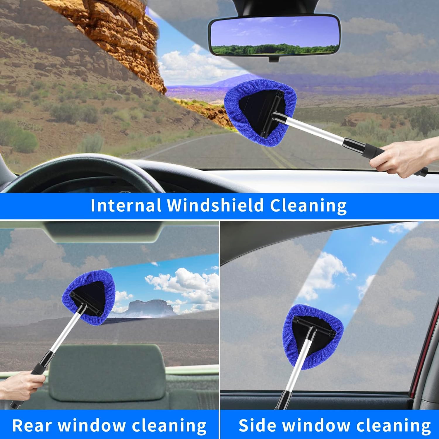 Korins 11Pzs Juego de Cepillos para Coches, Kit de Limpieza del Coche, Cepillo para Limpieza de Interiores, Herramienta de Limpieza de Parabrisas, Kit de Lavado para Interior Exterior