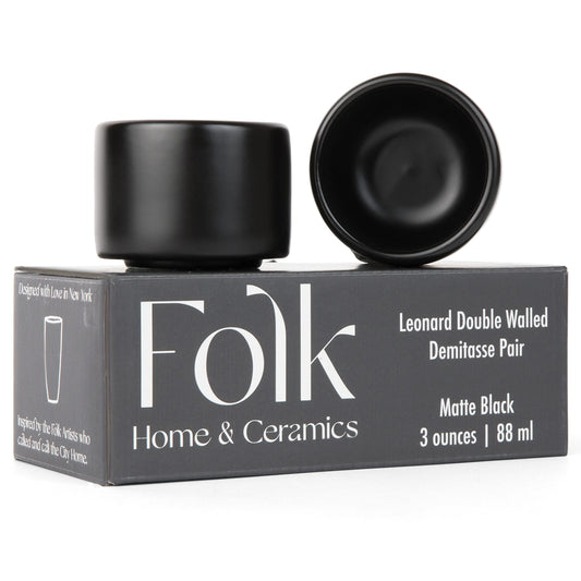 Folk Ceramics Leonard Tazas de café expreso de cerámica | Modernas tazas apilables demitasse para espresso, paredes gruesas, sin mango, duraderas, aptas para lavaplatos y microondas, juego de 2, 3