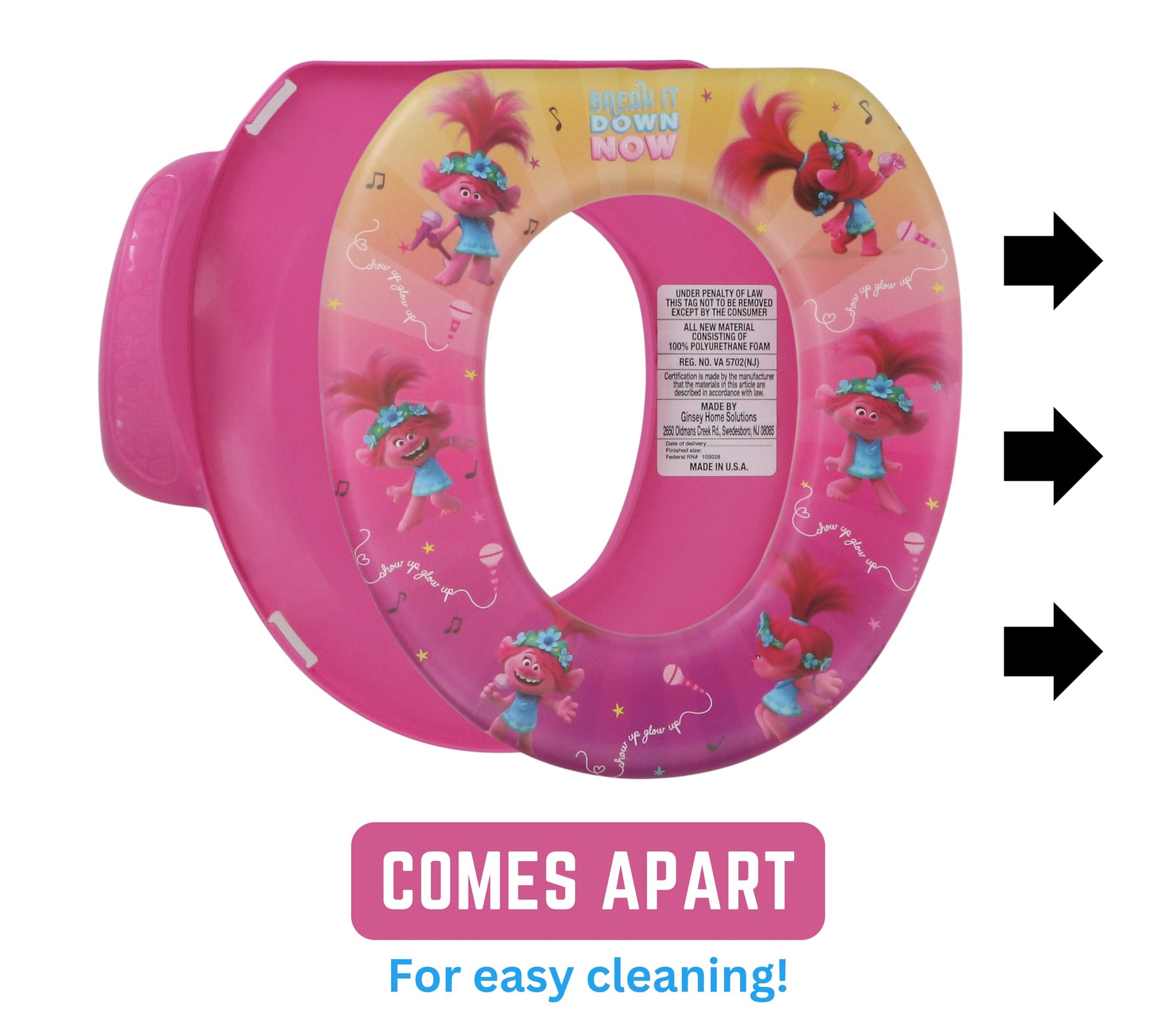 Asiento Blando Universal NBC Trolls en Rosa para Orinal