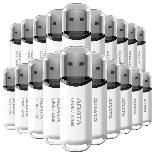 Kit de 20 USB 32GB C906 Blanco Alta Velocidad con Bordes Redondeados y Acabado Brillante