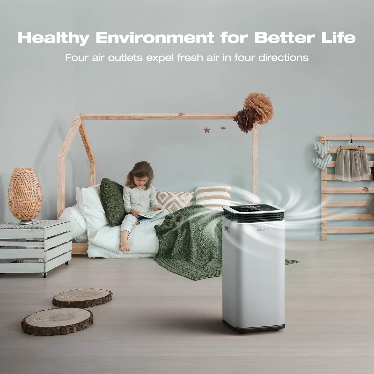 Deshumidificador Waykar Blanco con Control Táctil y Manguera de Drenaje para Sótanos y Habitaciones Grandes