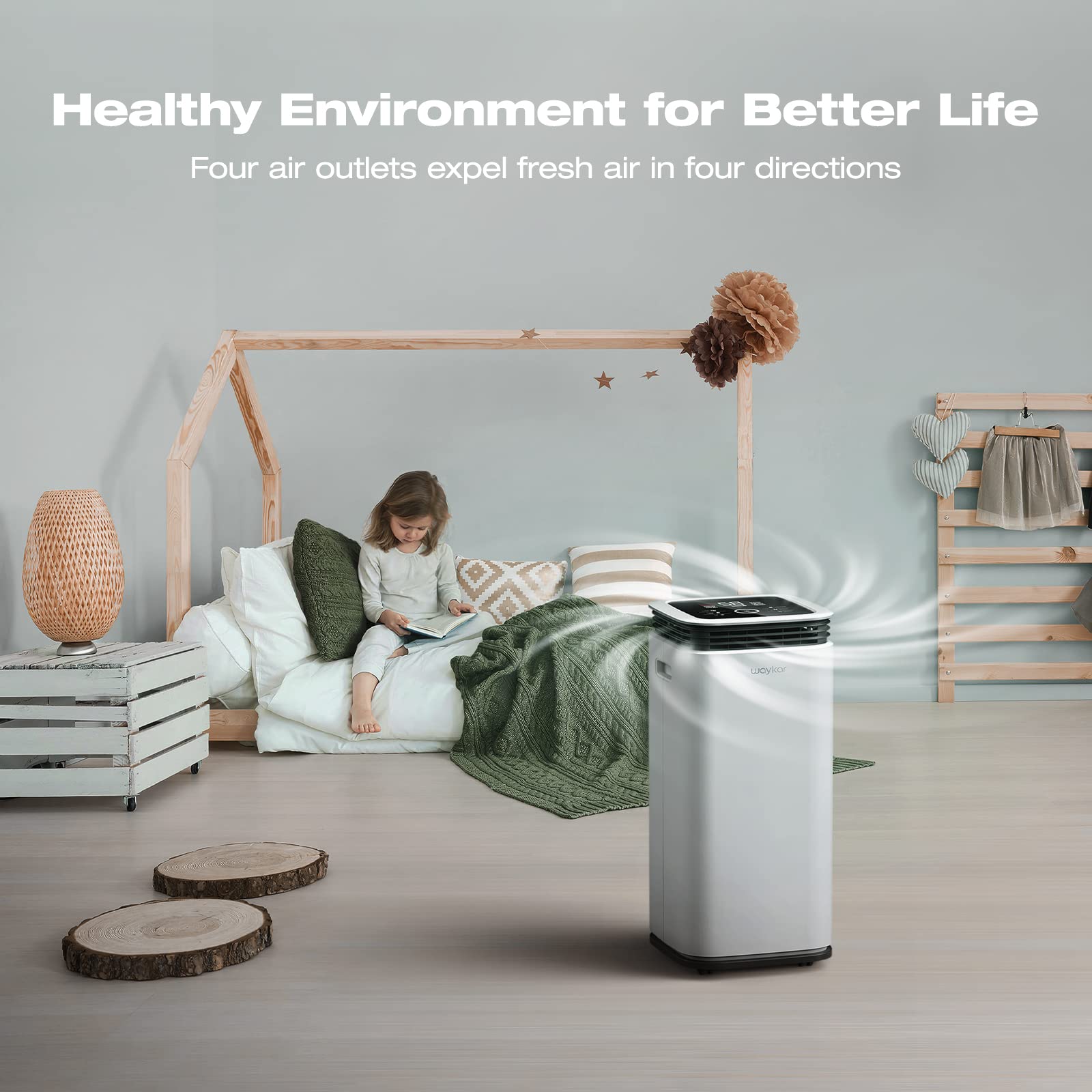 Deshumidificador Waykar Blanco con Control Táctil y Manguera de Drenaje para Sótanos y Habitaciones Grandes