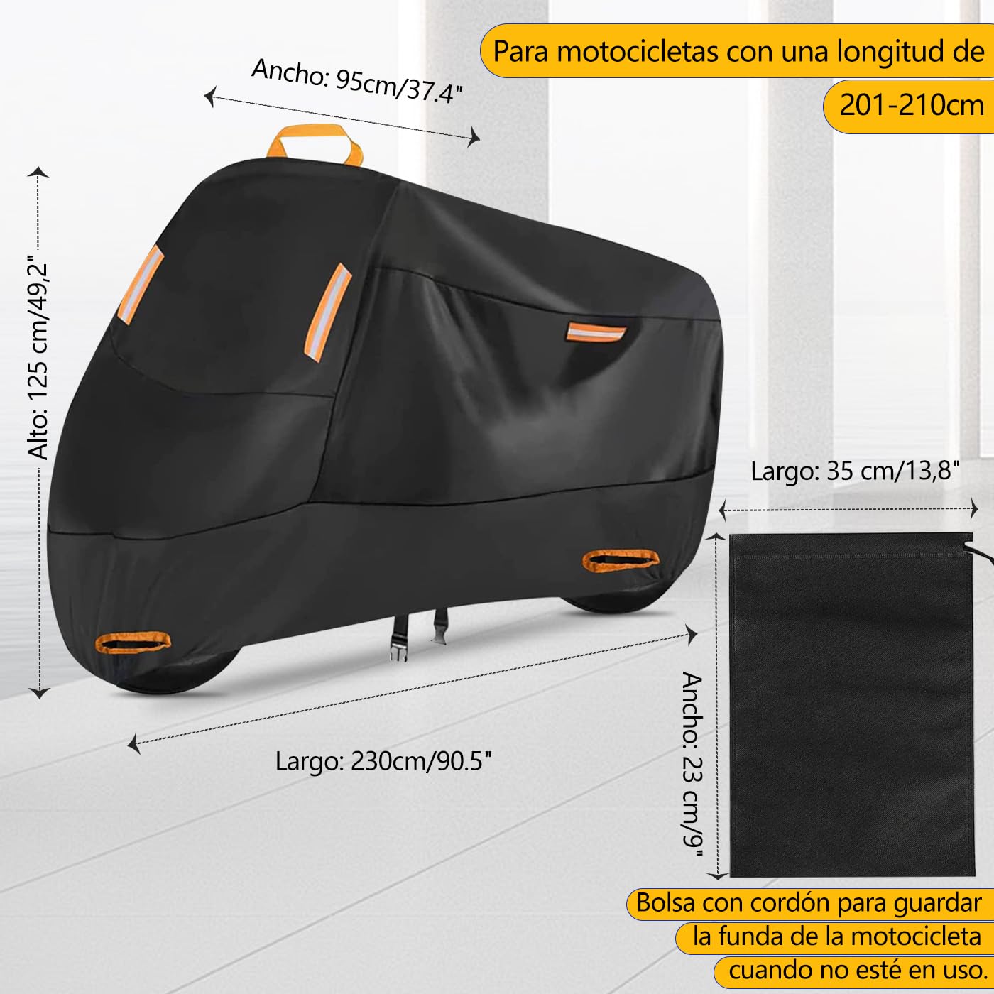 FOTOAZUL Funda para Moto Impermeable 210D Oxford Cubierta de Motocicleta Protector para Bicicleta Exterior, Protección Completa Resistente al Agua, al Polvo y al Viento, Accesorios para Moto - XL