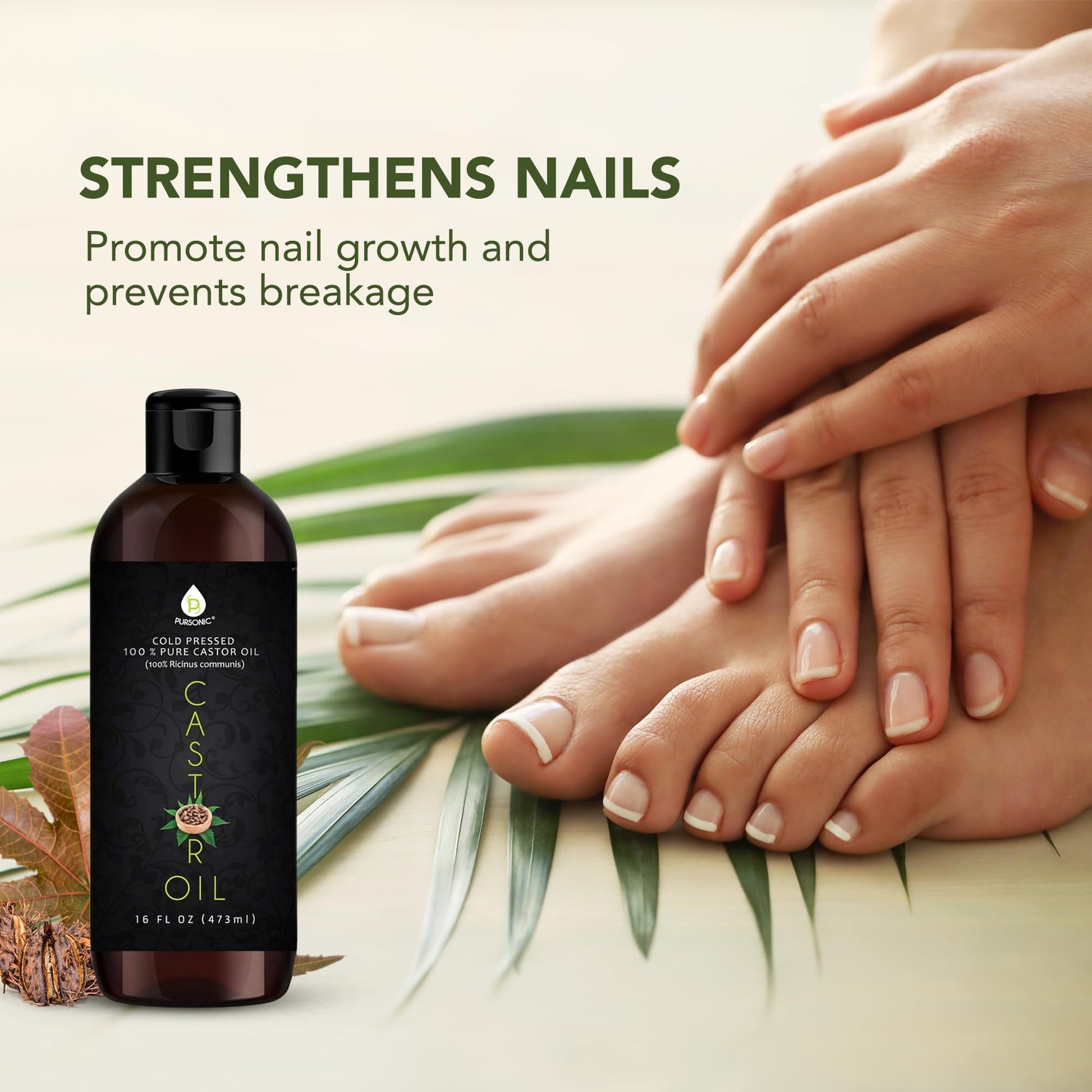 Aceite Orgánico de Ricino Puro 16 oz para Crecimiento Capilar y Piel Nutrida - Sin Hexano - Prensado en Frío - Cabello y Piel Seca Saludable.