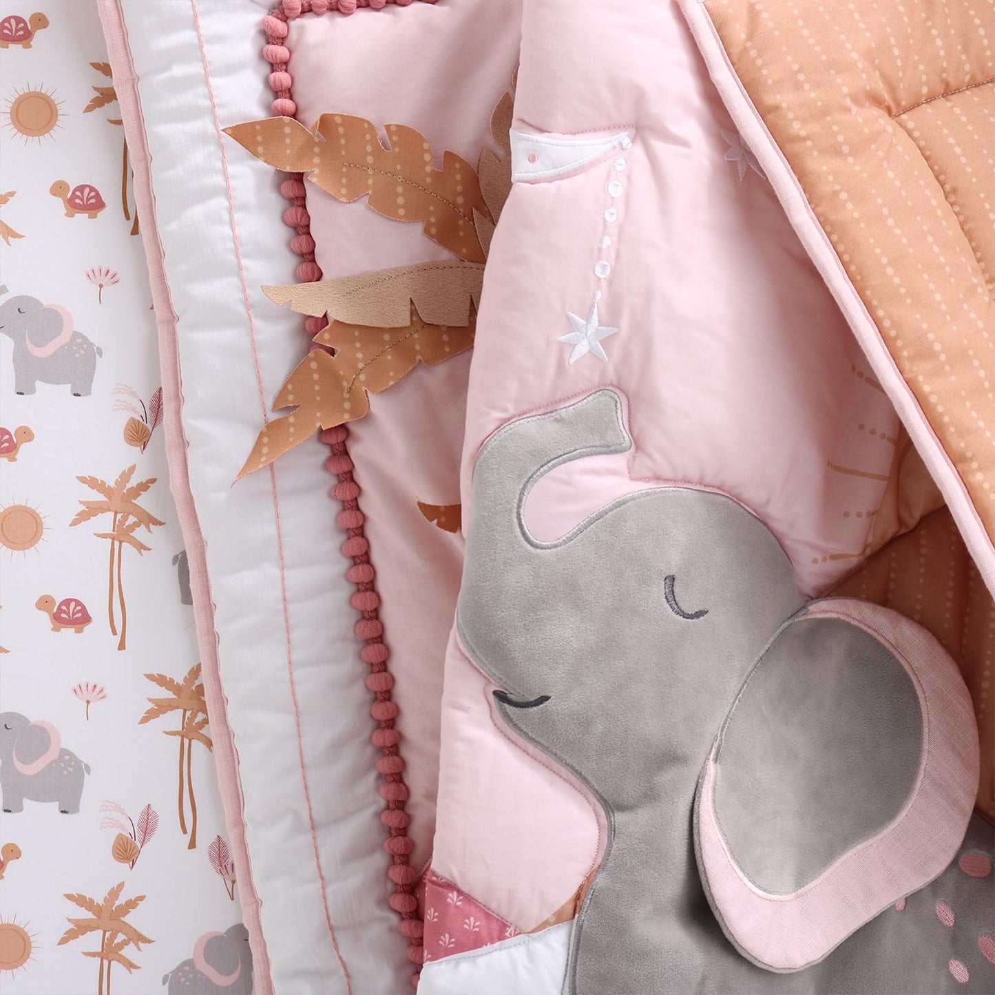 The Peanutshell - Juego de cama de 4 piezas de algodón orgánico para niñas – Juego de cama de bebé recién nacido, bebé y niño pequeño con dos sábanas de cuna, edredón con volantes y polvo – Oasis