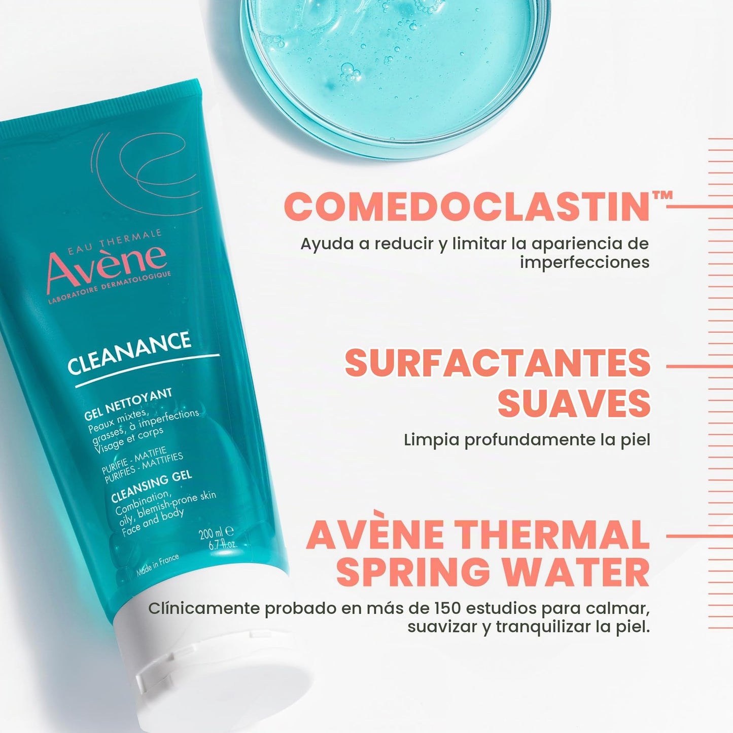 Eau Thermale Avène - Gel limpiador para cara y cuerpo, 6.7 fl.oz.