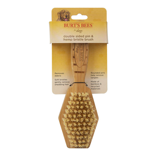 Burt's Bees for Dogs cepillo para polvo de doble cara con cerdas de cáñamo para perros, el mejor cepillo para polvo multiuso para perros para reducir el desprendimiento | para perros grandes de pelo largo y corto