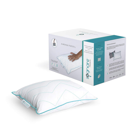Almohada Portátil Sognare Moments Blanca Termorregulable y Hipoalergénica para Viajes y Bebés