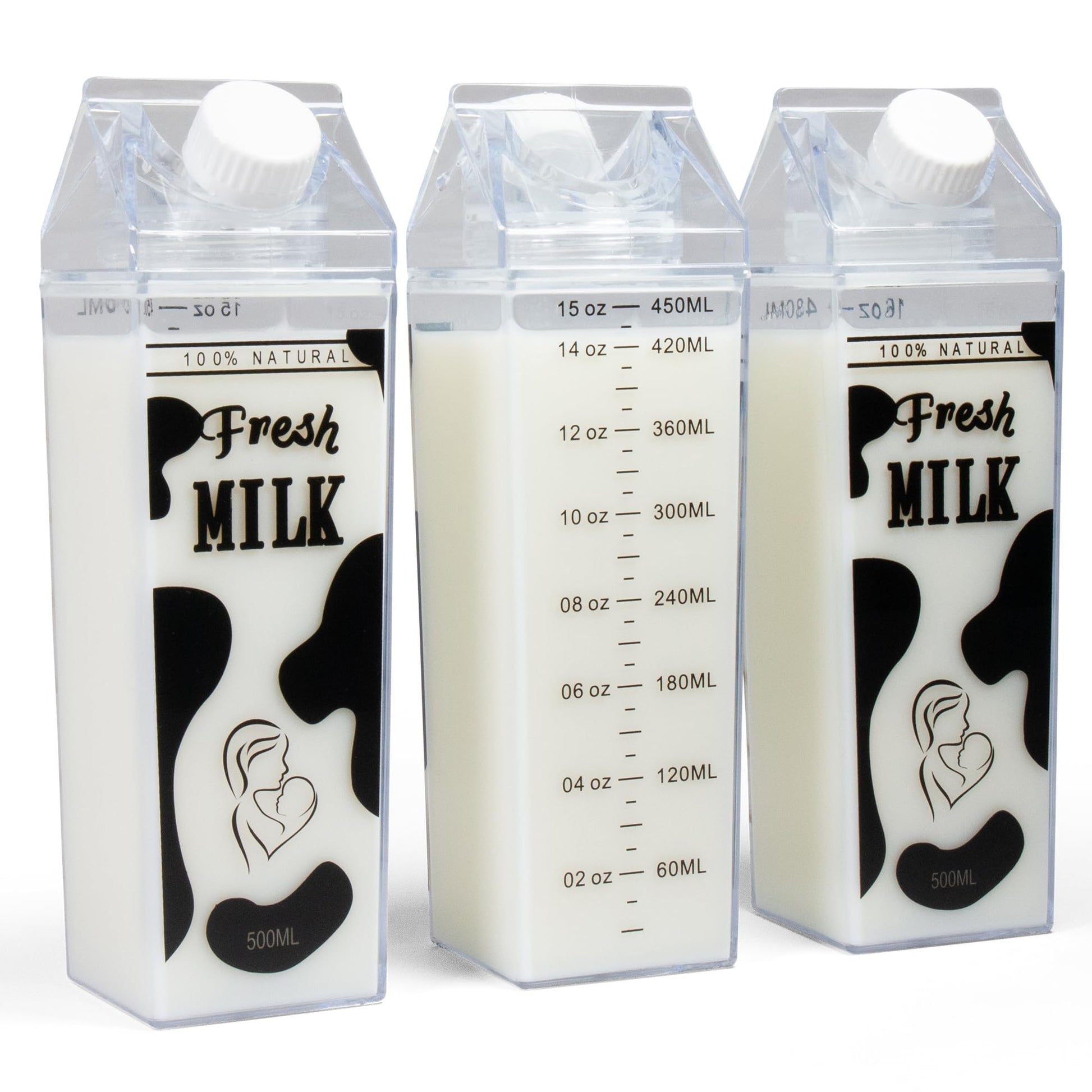 Avalyr - Paquete de 3 recipientes de fórmula de 500 ml y recipientes de almacenamiento de leche materna con tapas para nevera, jarra perfecta para refrigerador y botella de almacenamiento de leche