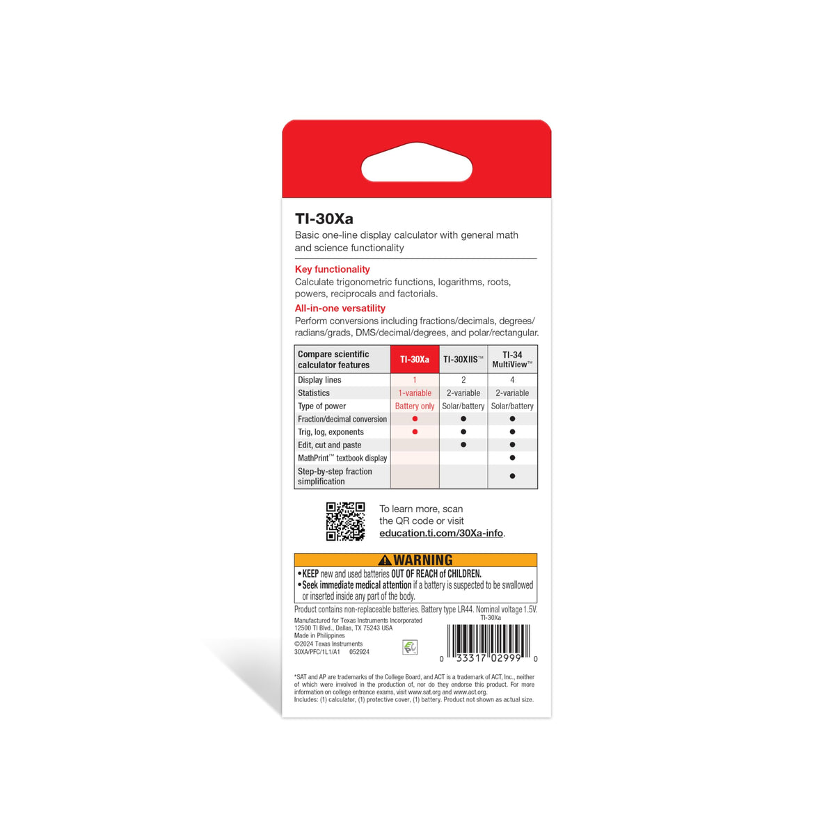 Calculadora Científica Texas Instruments TI30XA