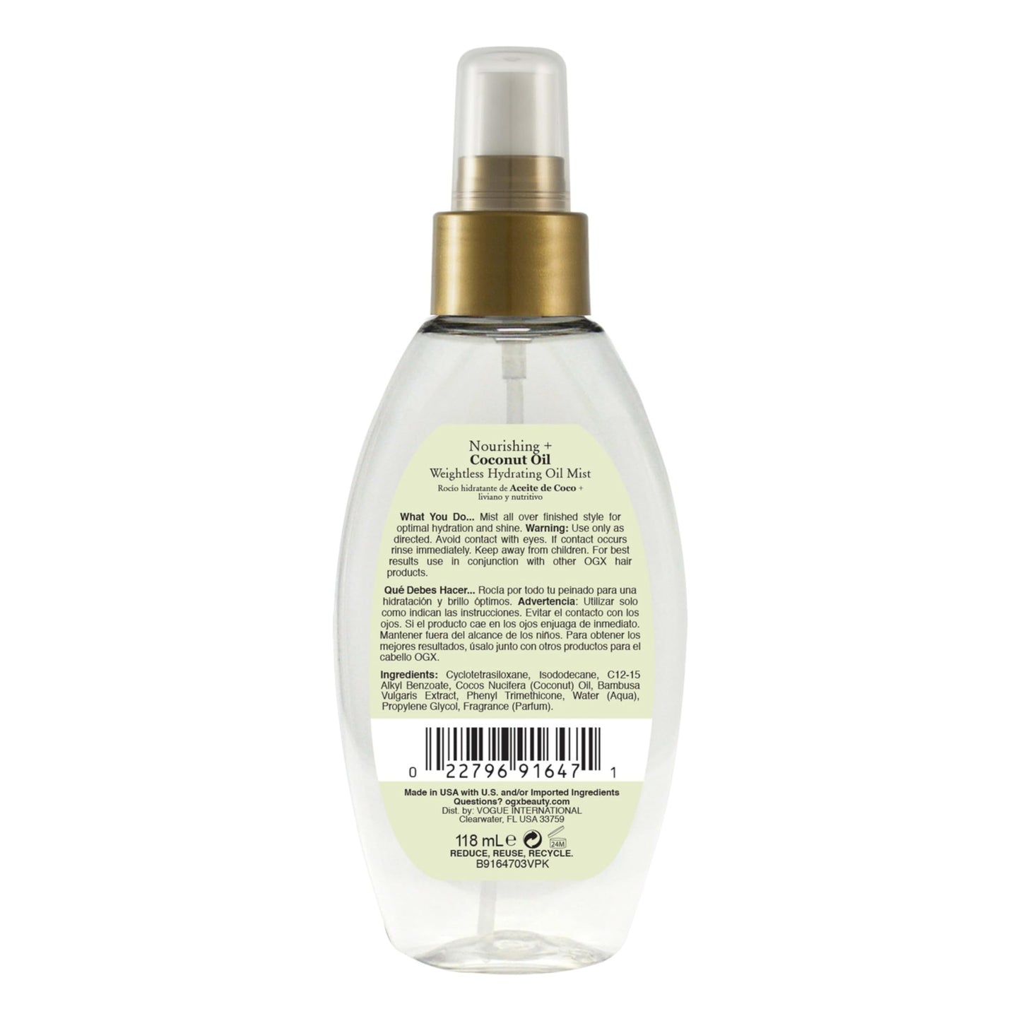 Tratamiento Capilar OGX Aceite de Coco Nutritivo
