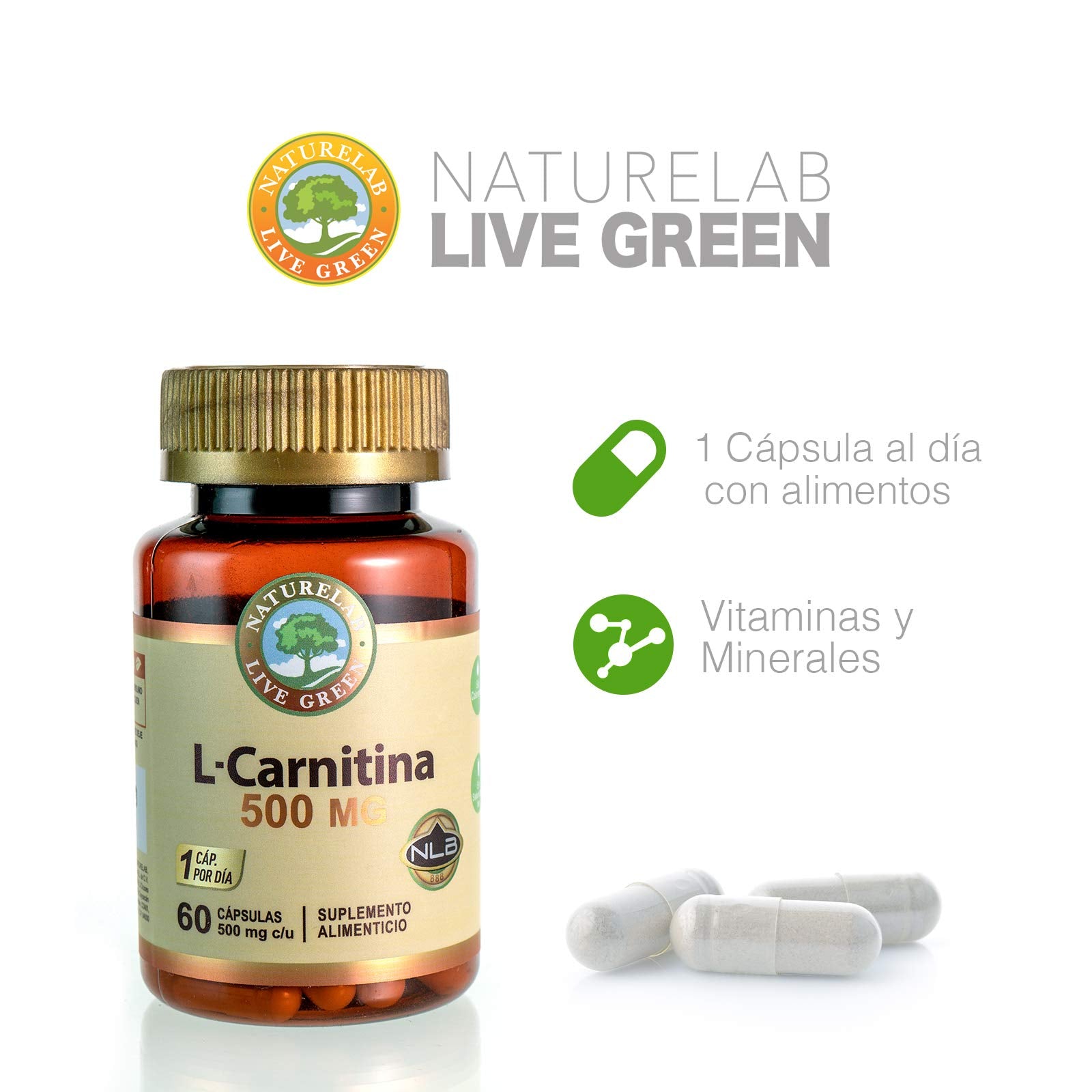 Cápsulas Naturelab L-Carnitina 500 mg