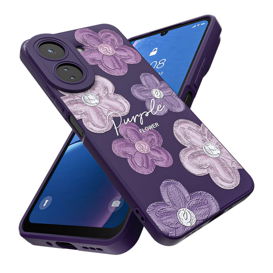 Threehao Funda para Xiaomi Poco C65 y Redmi 13C 4G Case Uso Rudo, Ultra Delgado Flexible Morada Suave TPU Silicona Carcasa con Moda Aesthetic Dibujos Flores, Antigolpes Anti-arañazos Protectora