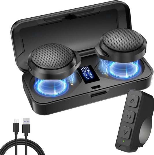 OBEST Auricular Bluetooth para Motocicleta, Altavoz Bluetooth para Casco con Pantalla LED, Impermeable Auriculares Bluetooth inalámbricos para Esquiar, 1900mAh, Micrófono Integrado para Llamadas