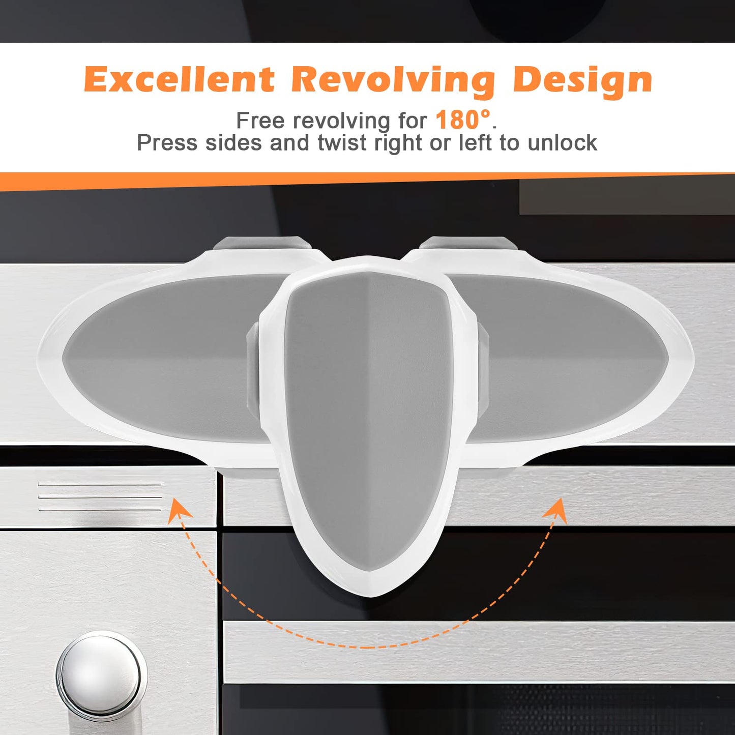 GCRQ - 2 piezas de cerradura para puerta de horno de seguridad para niños, horno a prueba de bebés, bloqueo frontal para horno, fácil de instalar y usar, material resistente al calor y duradero, con
