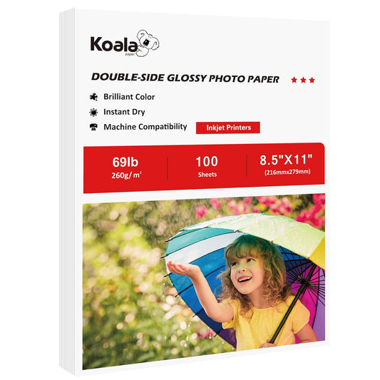 Papel Fotográfico Koala Alto Brillo Blanco Doble Cara para Impresora de Inyección de Tinta