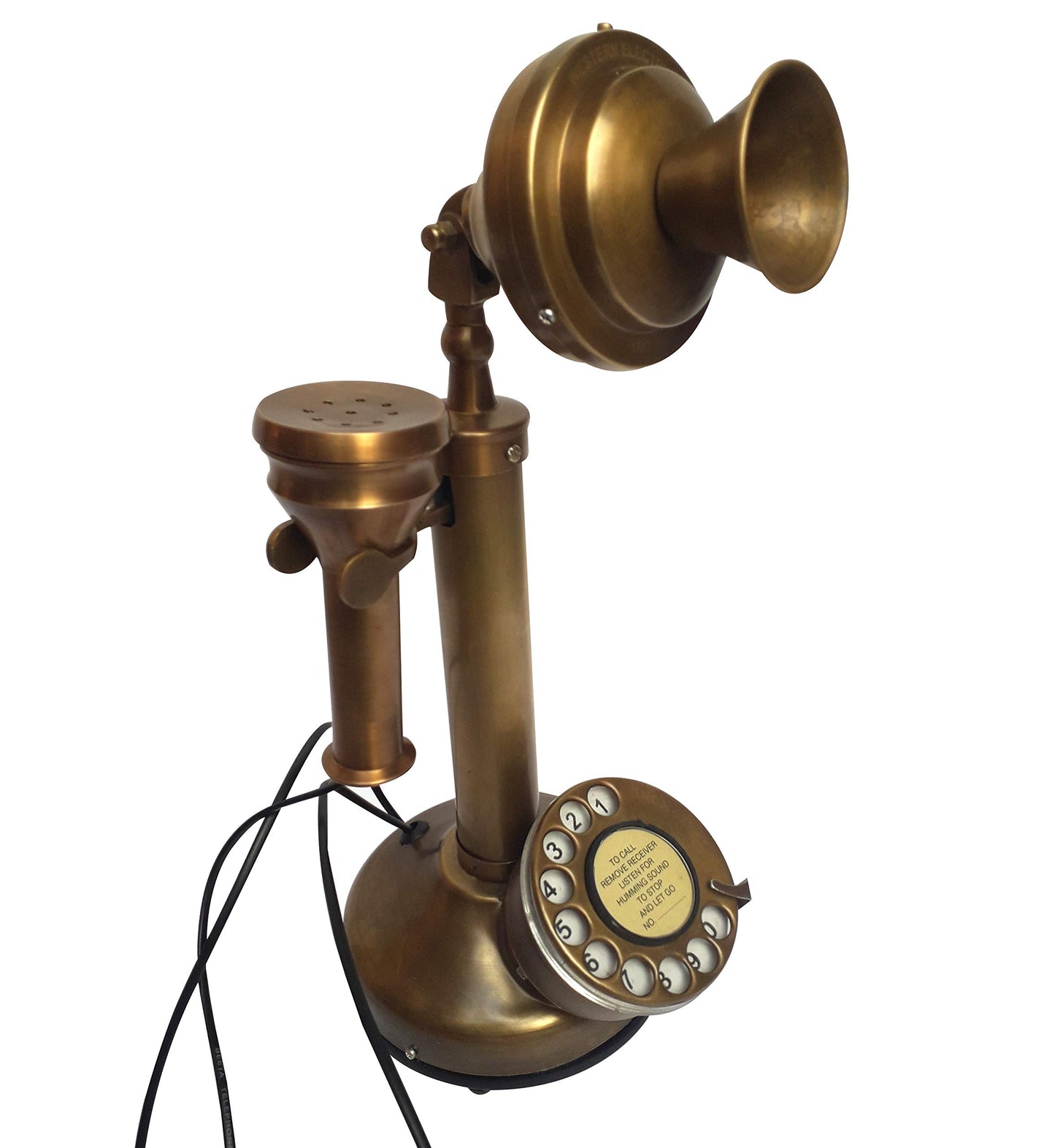Candelabro de latón envejecido, réplica de teléfono electrónico con cable, esfera rotatoria, decoración del hogar, campana eléctrica occidental, teléfono