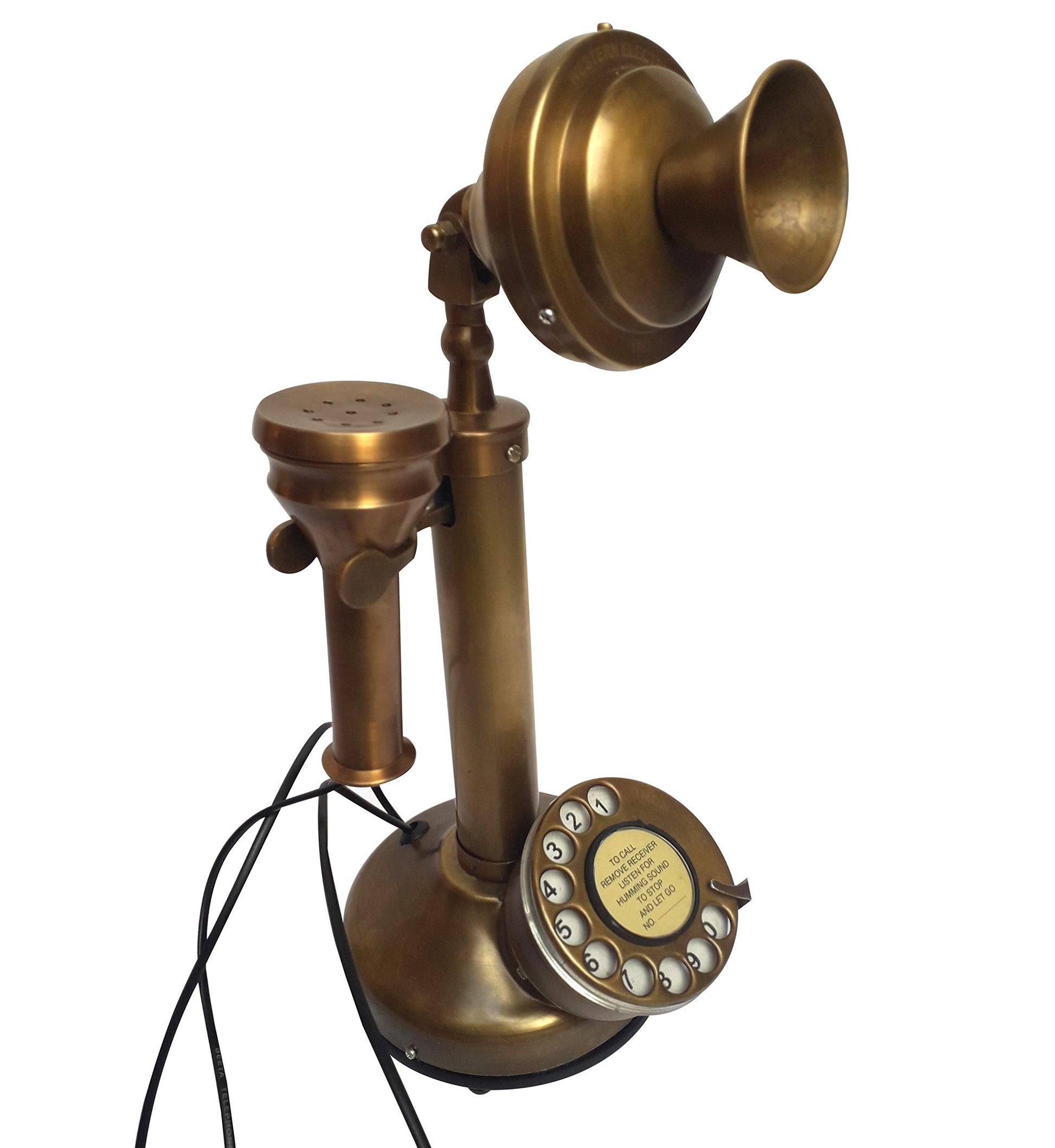 Candelabro de latón envejecido, réplica de teléfono electrónico con cable, esfera rotatoria, decoración del hogar, campana eléctrica occidental, teléfono