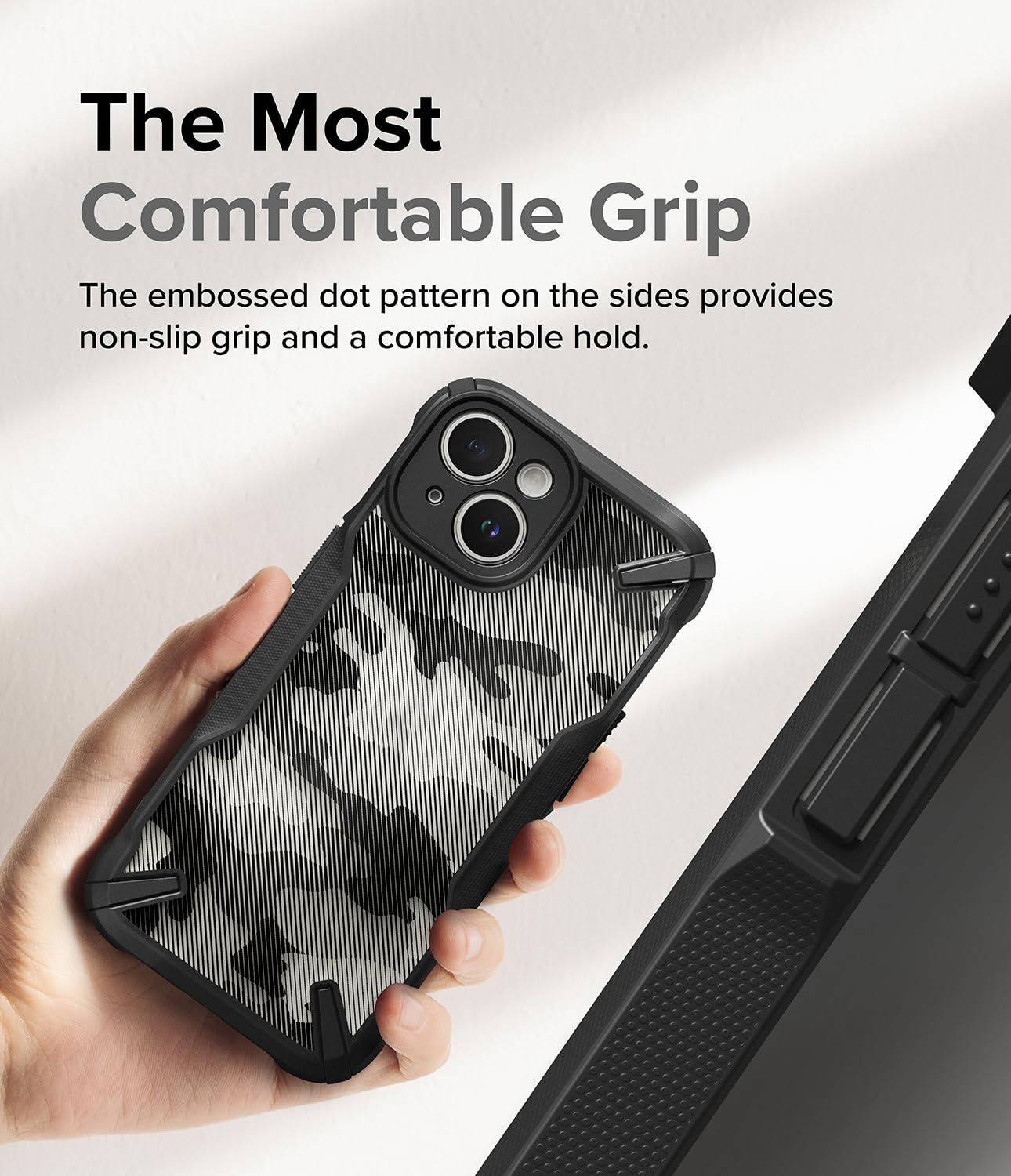 Funda iPhone 15 Ringke Fusion-X Camo Black Parachoques Resistente a Impactos Carcasa Militar