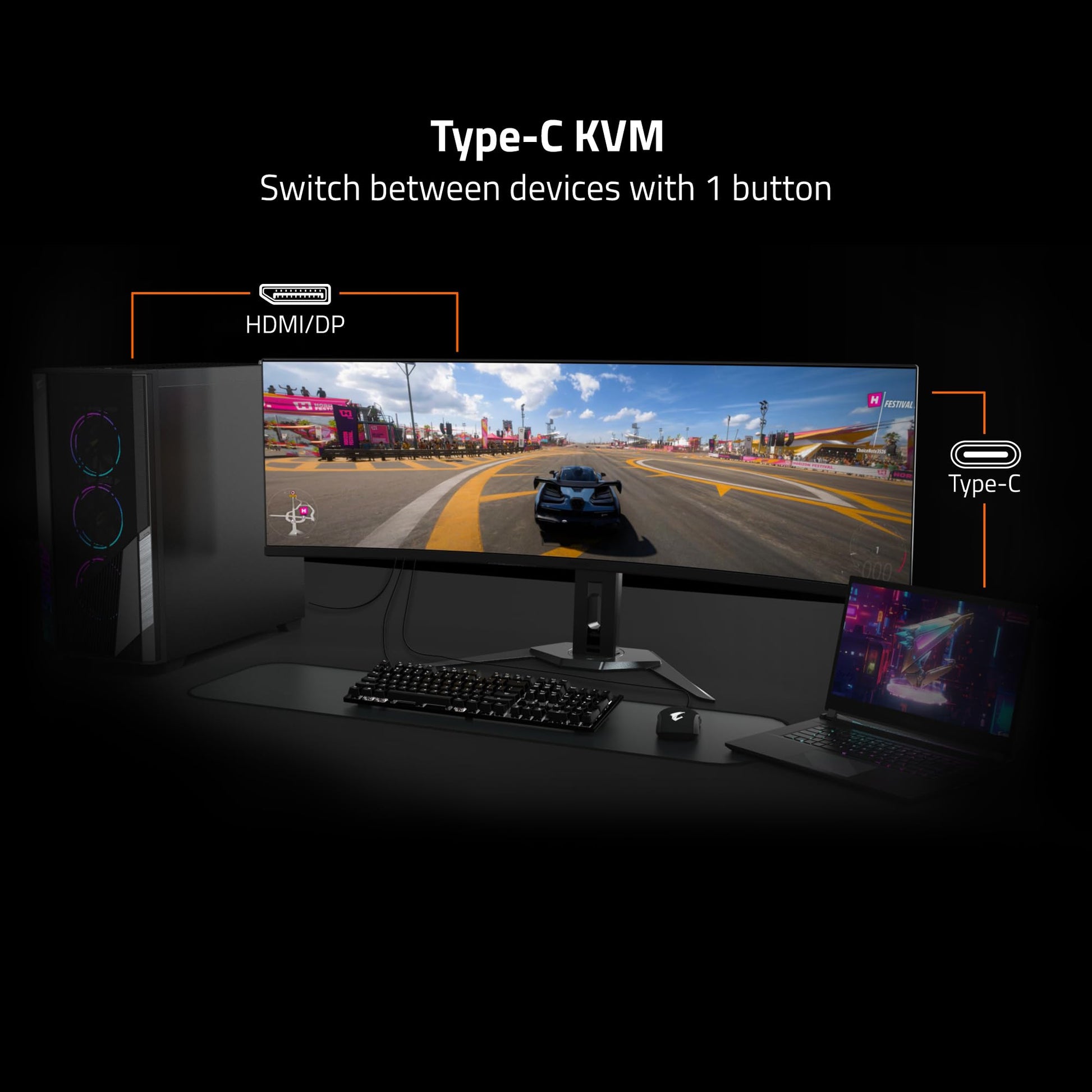 GIGABYTE - Monitor para juegos OLED AORUS FO27Q3-27 QD - QHD 2560x1440-360Hz - 0.03ms GTG - AMD FreeSync Premium Pro - KVM tipo C - HDMI, DP, tipo C - Altura ajustable - Negro