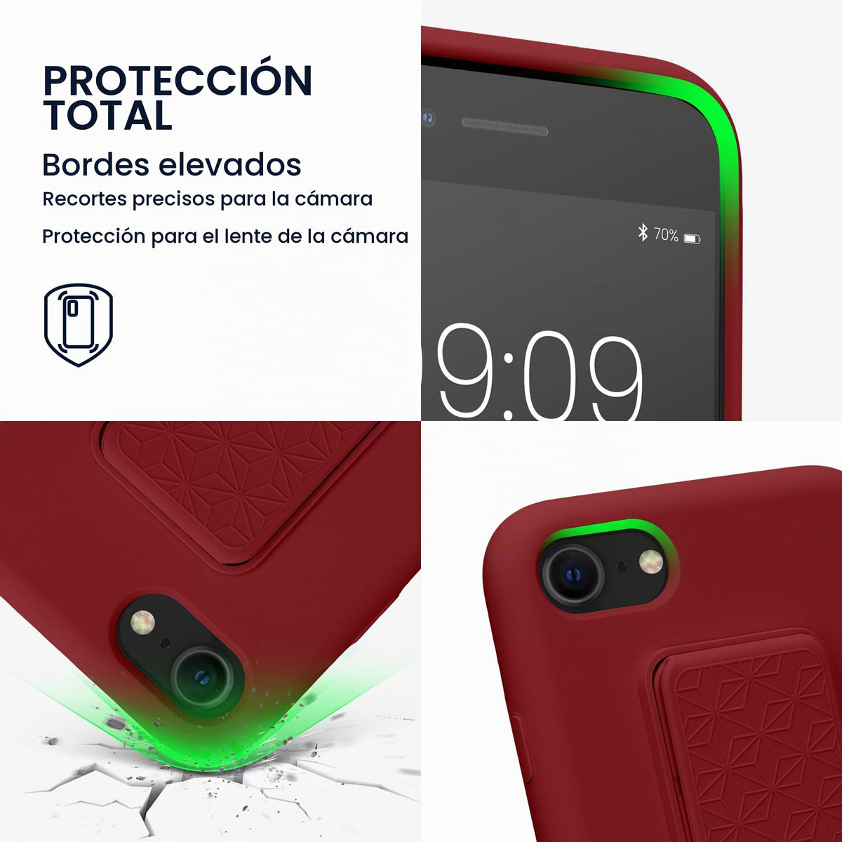Carcasa kwmobile Rojo Lacre con Soporte y Agarre para Dedo Compatible con Apple iPhone SE/8/7