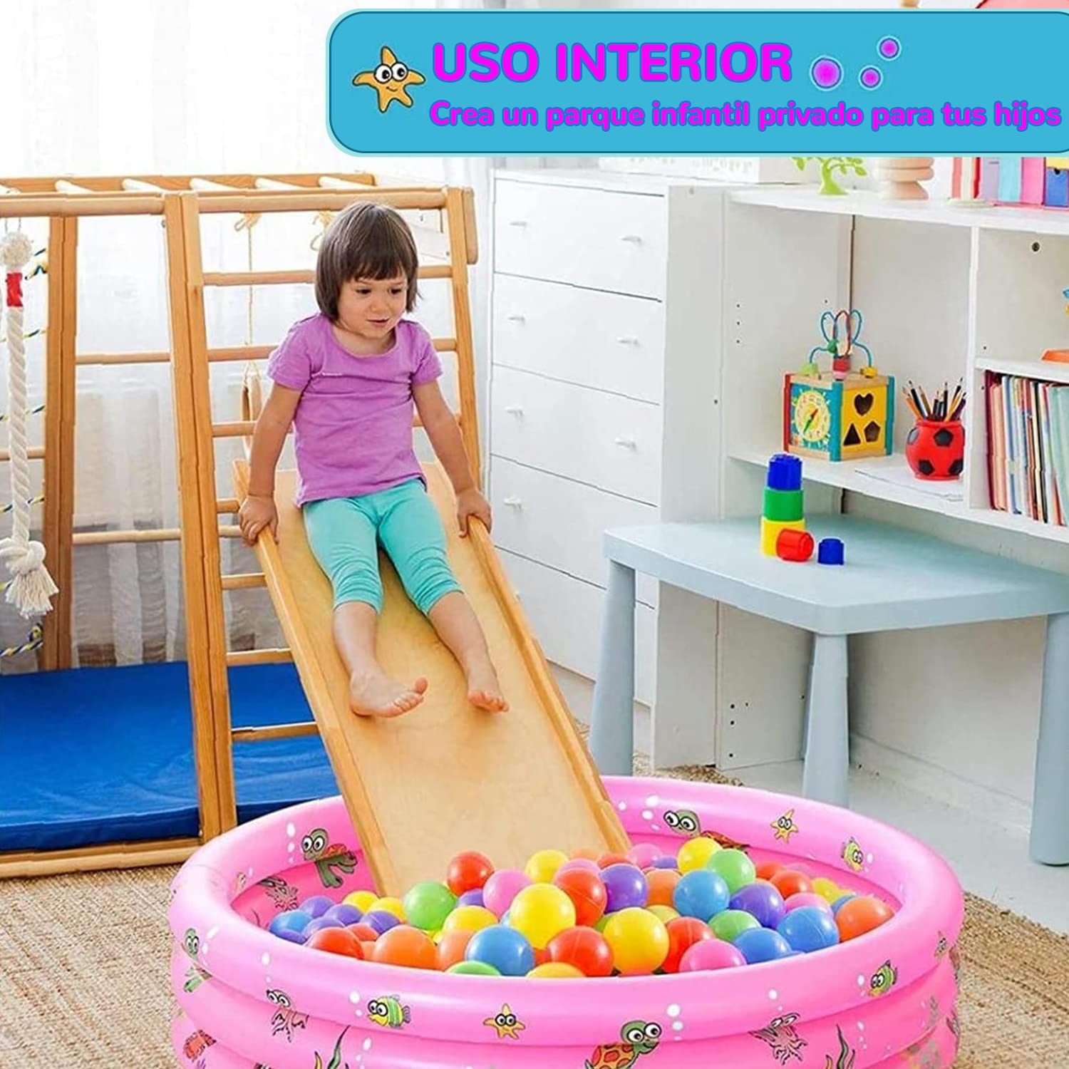 Jesir Piscina Inflable Infantil, Mini Alberca Redonda de 3 Niveles, Juguete de Agua para Niños y Niñas, Rosa, 130x40 cm