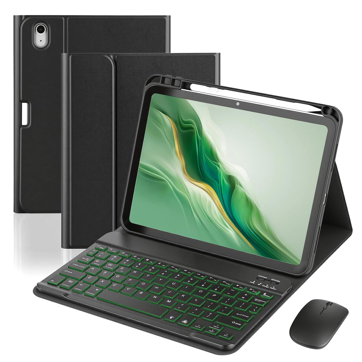 Funda Teclado LUIOOXEIM Negro con Ratón para iPad 10 y 11 Generación Retroiluminado 7 Colores Extraíble 10,9 a 11 Pulgadas