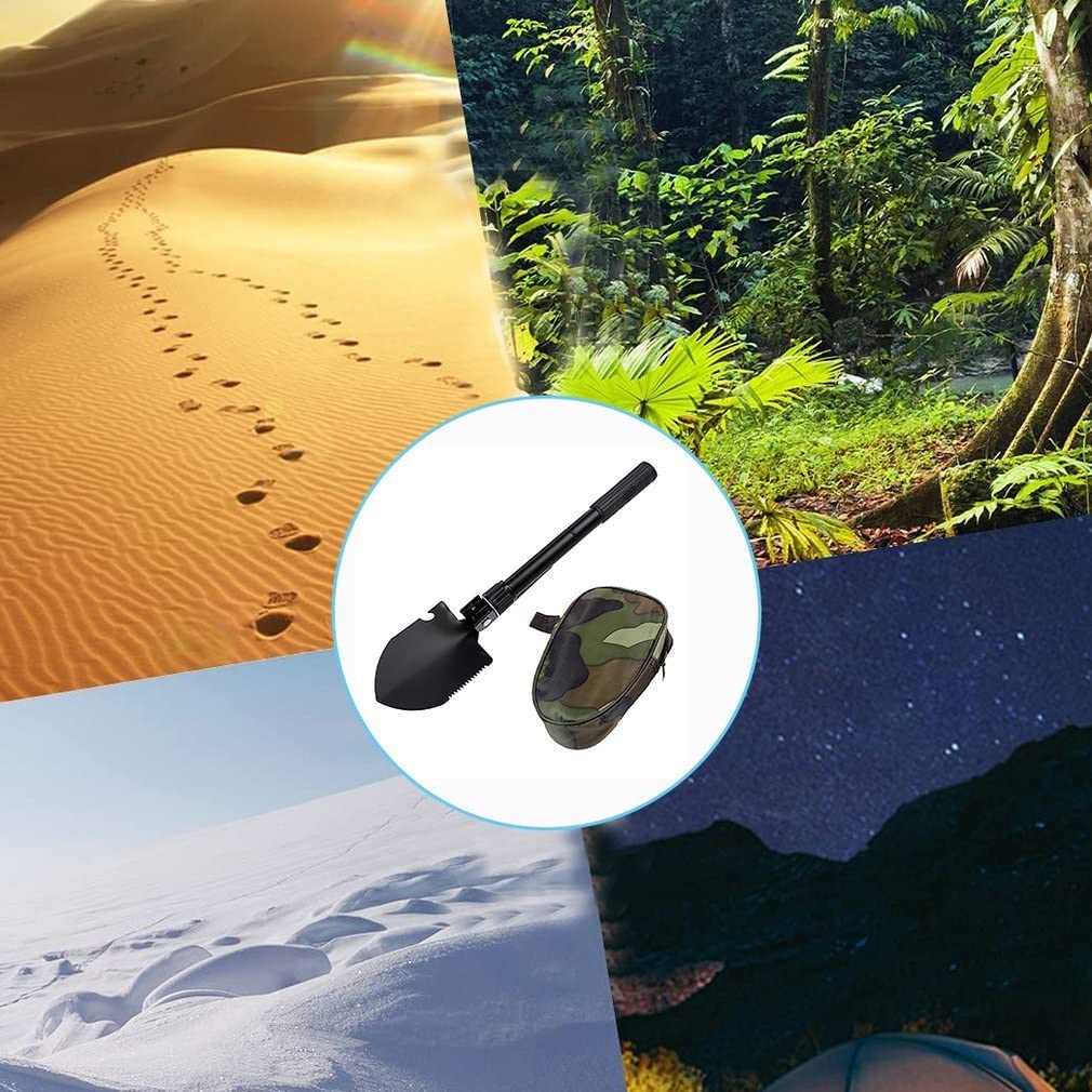 Pala Plegable Militar para Camping Todoterreno Negro Compacta