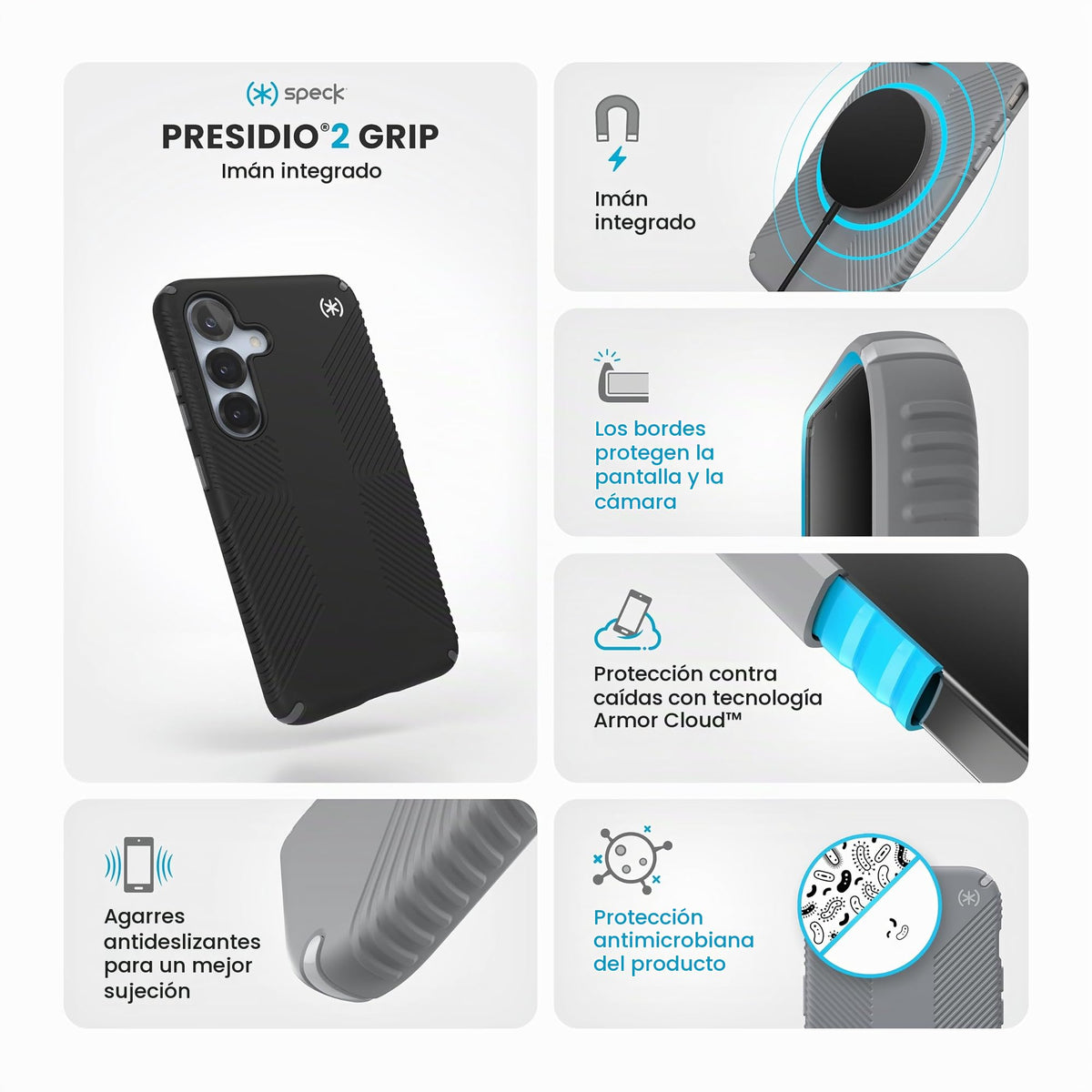Funda para Samsung Galaxy S25 Speck Magnética con Protección Contra Caídas de 13 Pies y Empuñaduras Antideslizantes
