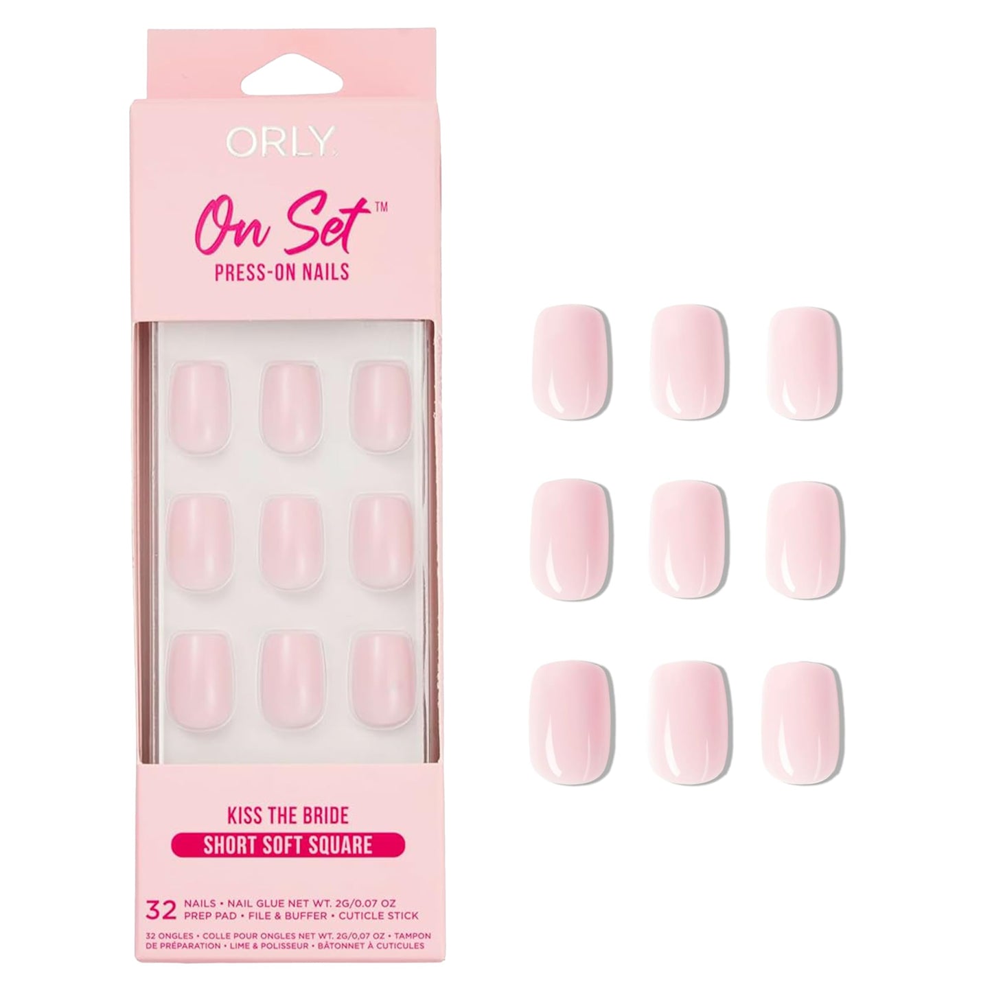 ORLY Press On Nails | Almond, Square, French Tip, Short, Long Designs (Kiss the Bride (Short Soft Square))