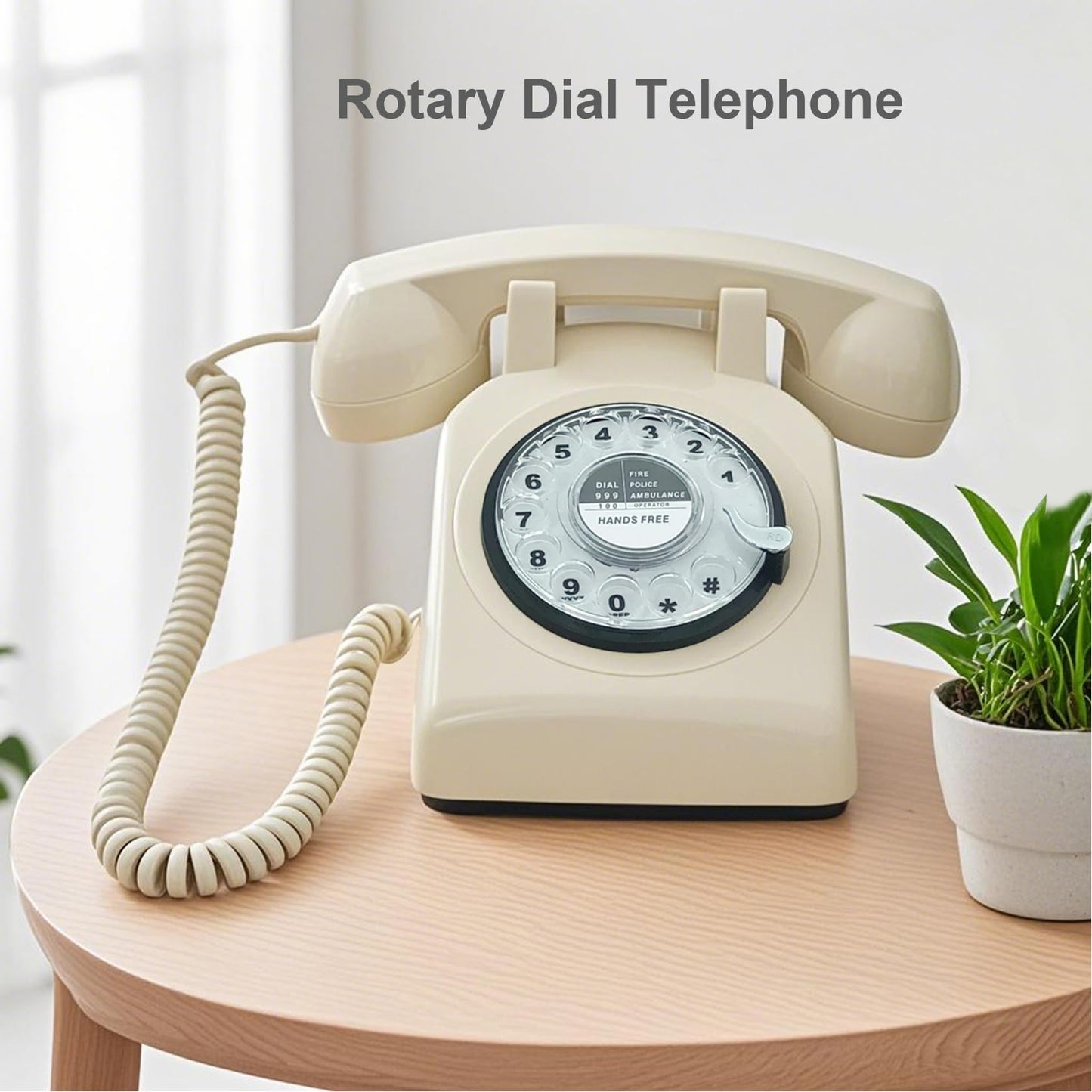 TelPal - Teléfonos fijos para el hogar, teléfono retro de la antigua moda, teléfono casero con cable manos libres con teclado rotativo, oficina, hotel, teléfono antiguo Shcool, 301-Ivory