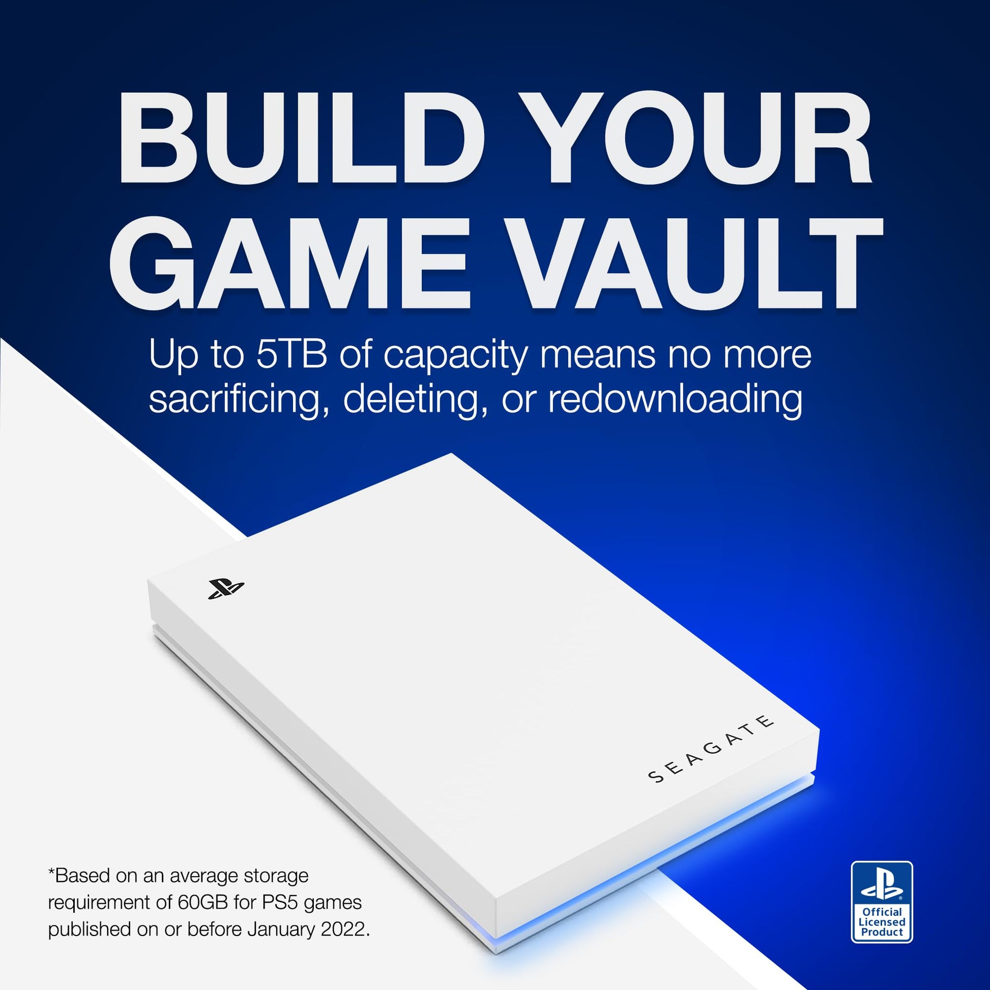 Disco Duro Externo Seagate Game Drive Azul LED Licencia Oficial para PS5 2TB USB 3.0