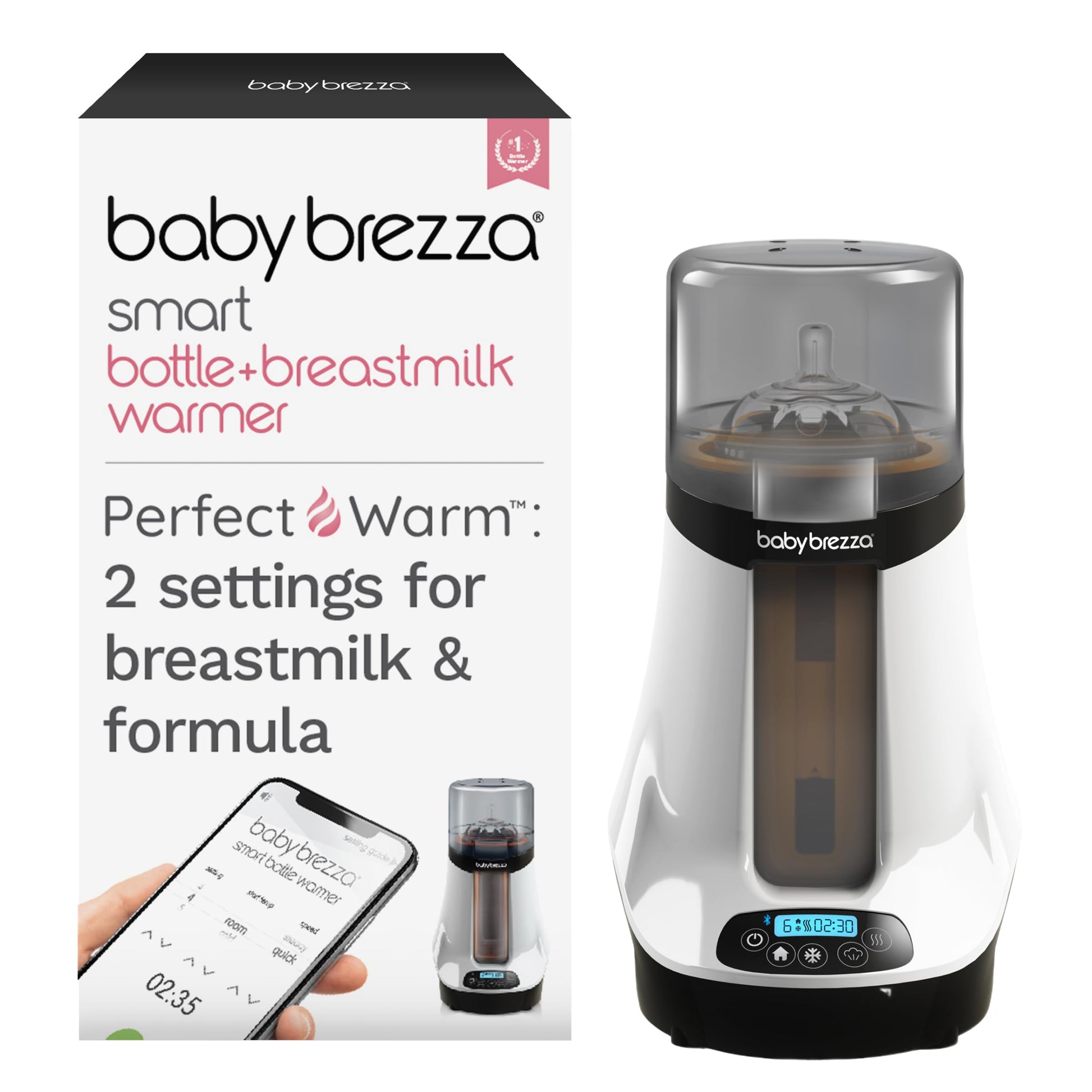 Baby Brezza - Calentador Inteligente de biberones, Calentador de Leche Materna + descongelador, Marca única con Diferentes temperaturas para Leche Materna + fórmula, Ajuste Universal para Todas Las