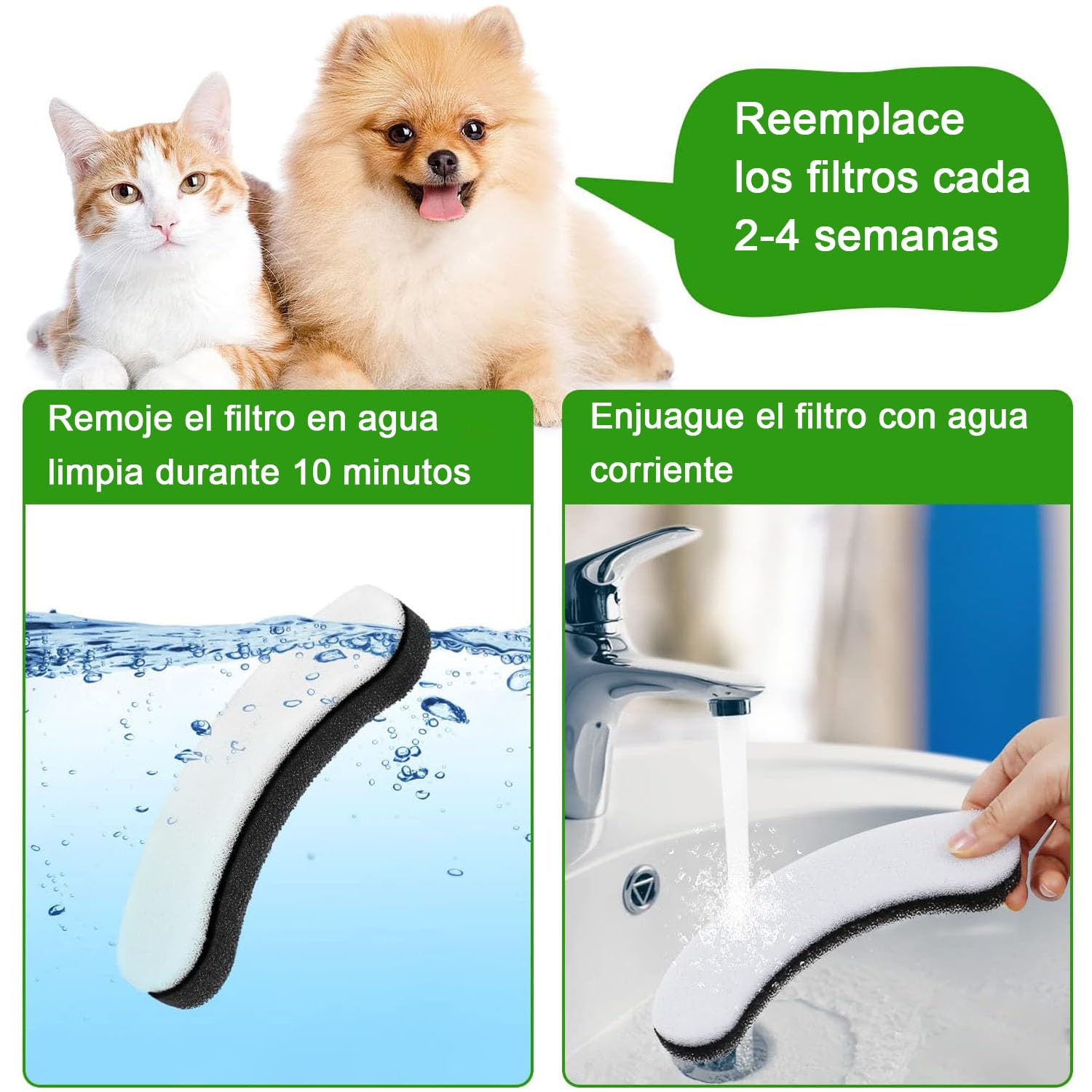 Filtro De Fuente De Agua para Mascotas,Filtros de 12 uds para filtros Transparentes de Fuente de Agua de Gato de 50 oz/1.6 L WF100 y 50 oz/1.5 L WF050, Filtro de Repuesto de Filtro de carbón Activado