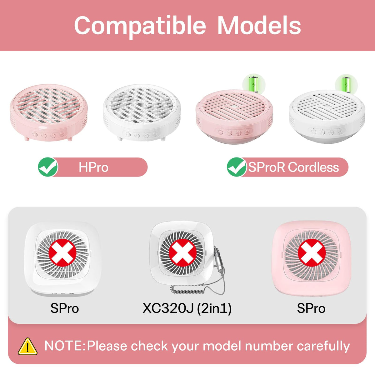 Filtros de Repuesto HPro Blanco para Colector de Polvo de Uñas para Mujer