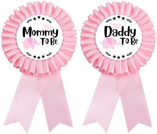 PATICARRY - Juego de decoraciones de ducha para bebé niña rosa con elefante rosa para baby shower