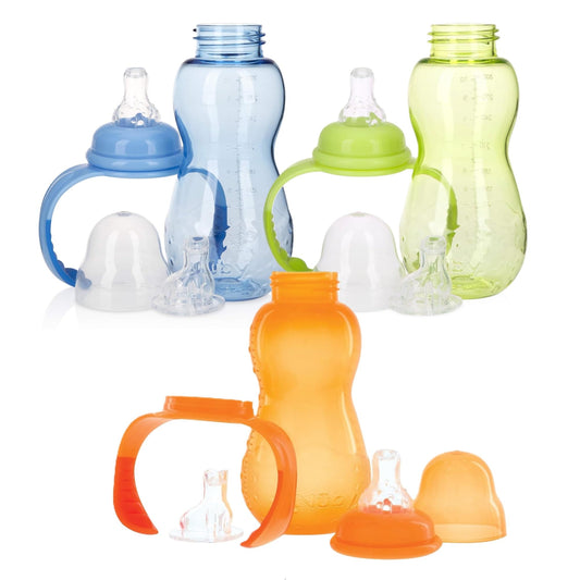 Botella Antigoteo Nuby Azul Verde Naranja 3 Etapas 11 Onzas 3 Unidades