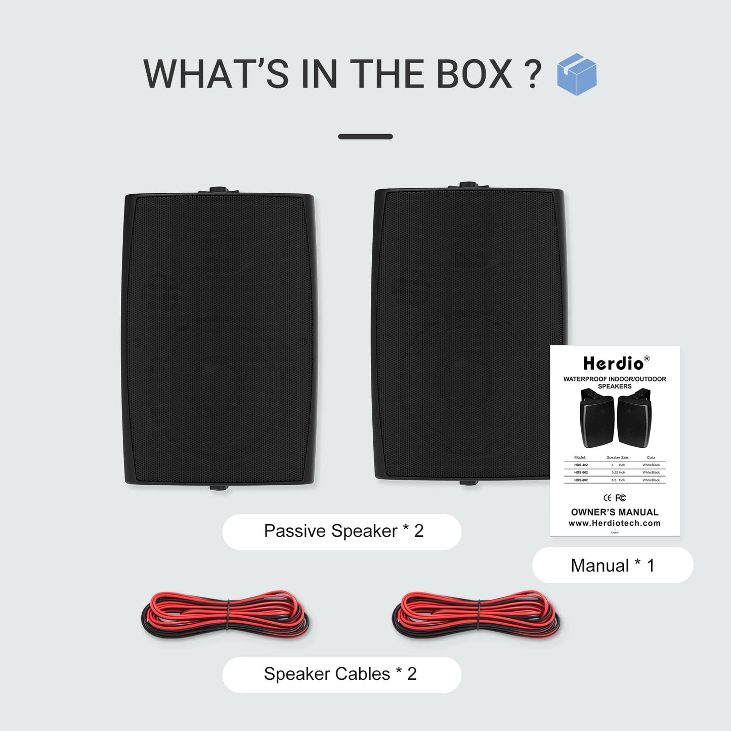 Herdio 6,5 Pulgadas Bocinas para Exterior, 400W Altavoces para Exteriores, Impermeable, Amplia Cobertura De Sonido Estéreo, para Patio, Terraza, Patio Trasero (Negro)