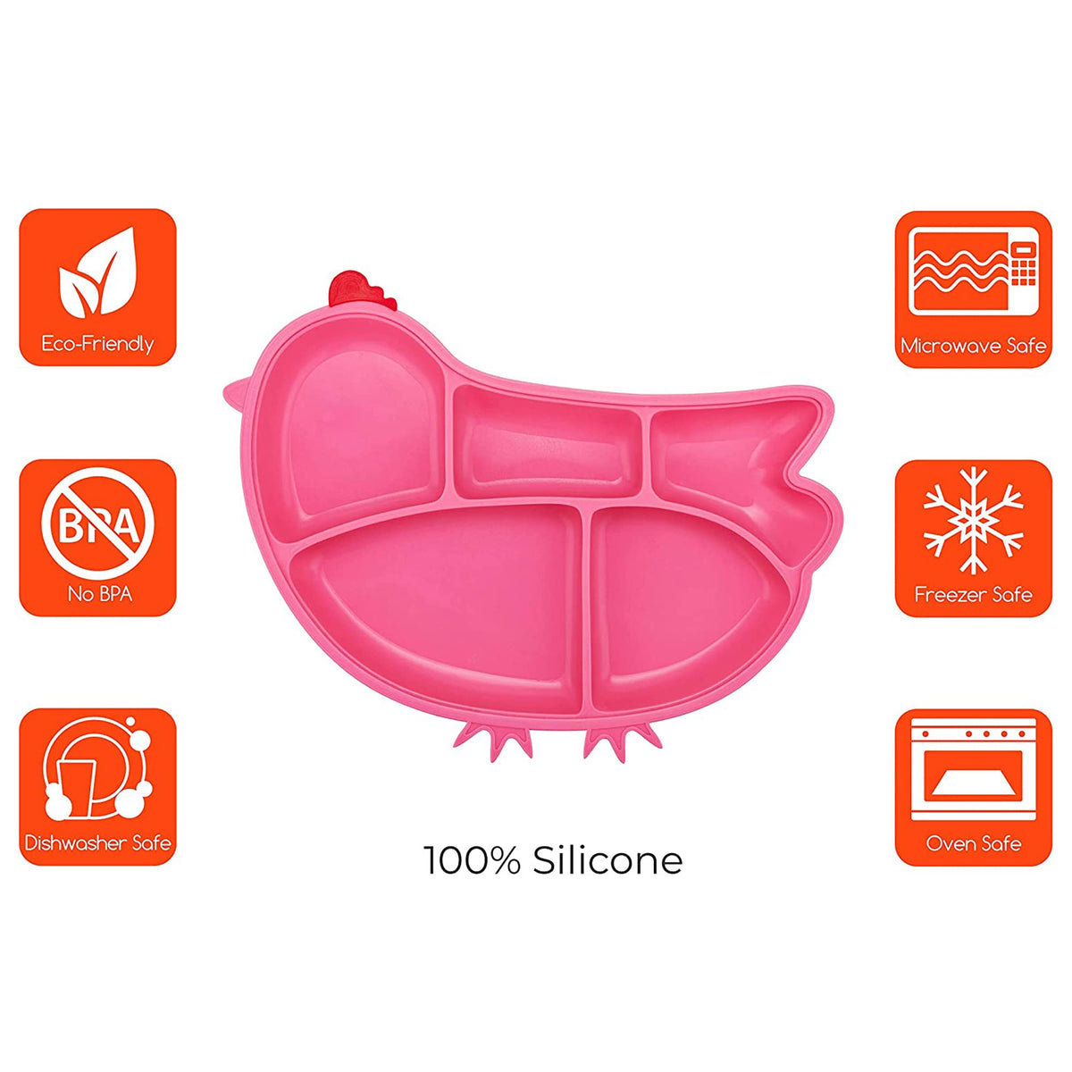 Innobaby Din Din Smart - Bandeja de silicona para pollos infantiles, Rosado