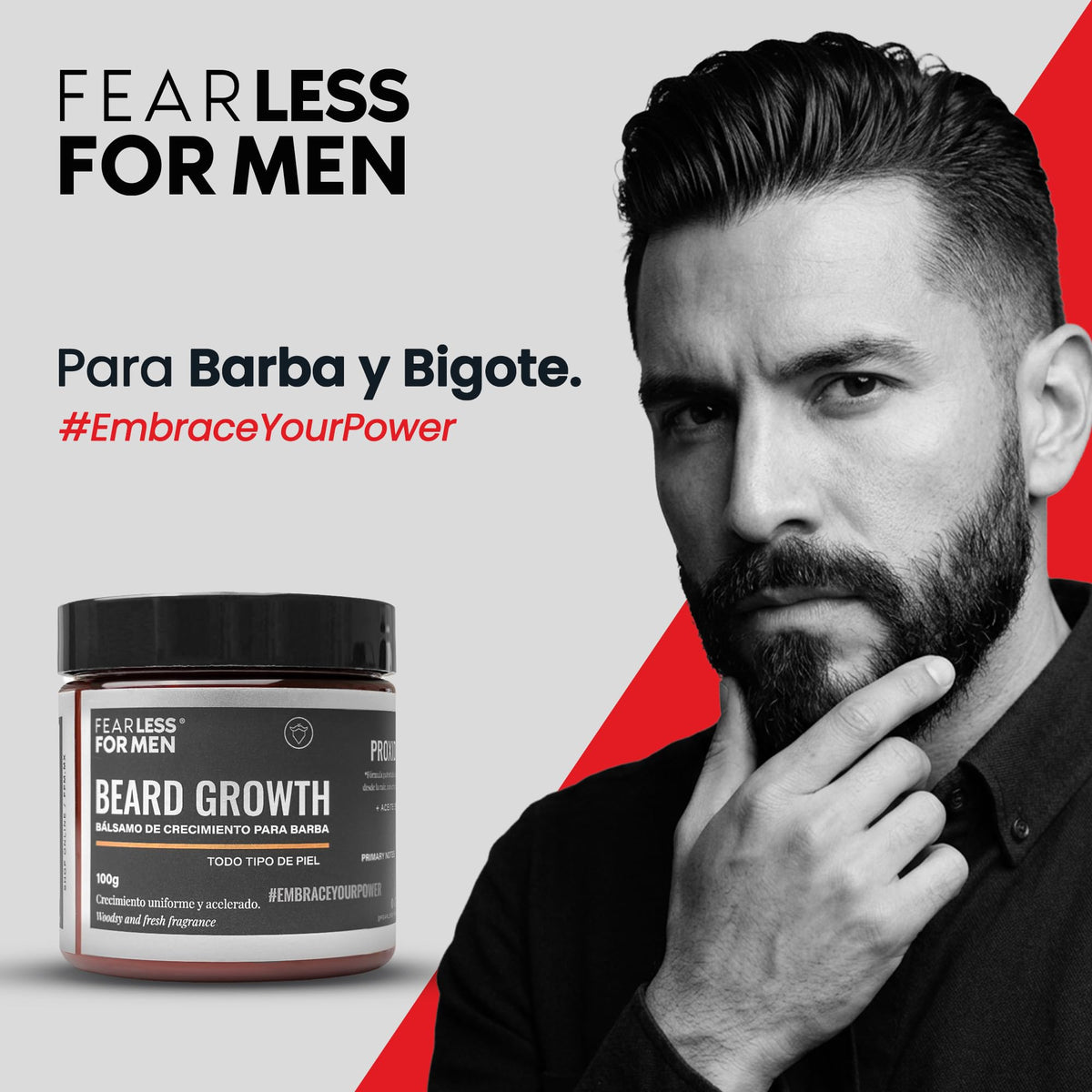 Bálsamo de Crecimiento de Barba Fearless Minox Proxidil Absorción Rápida para Hombre