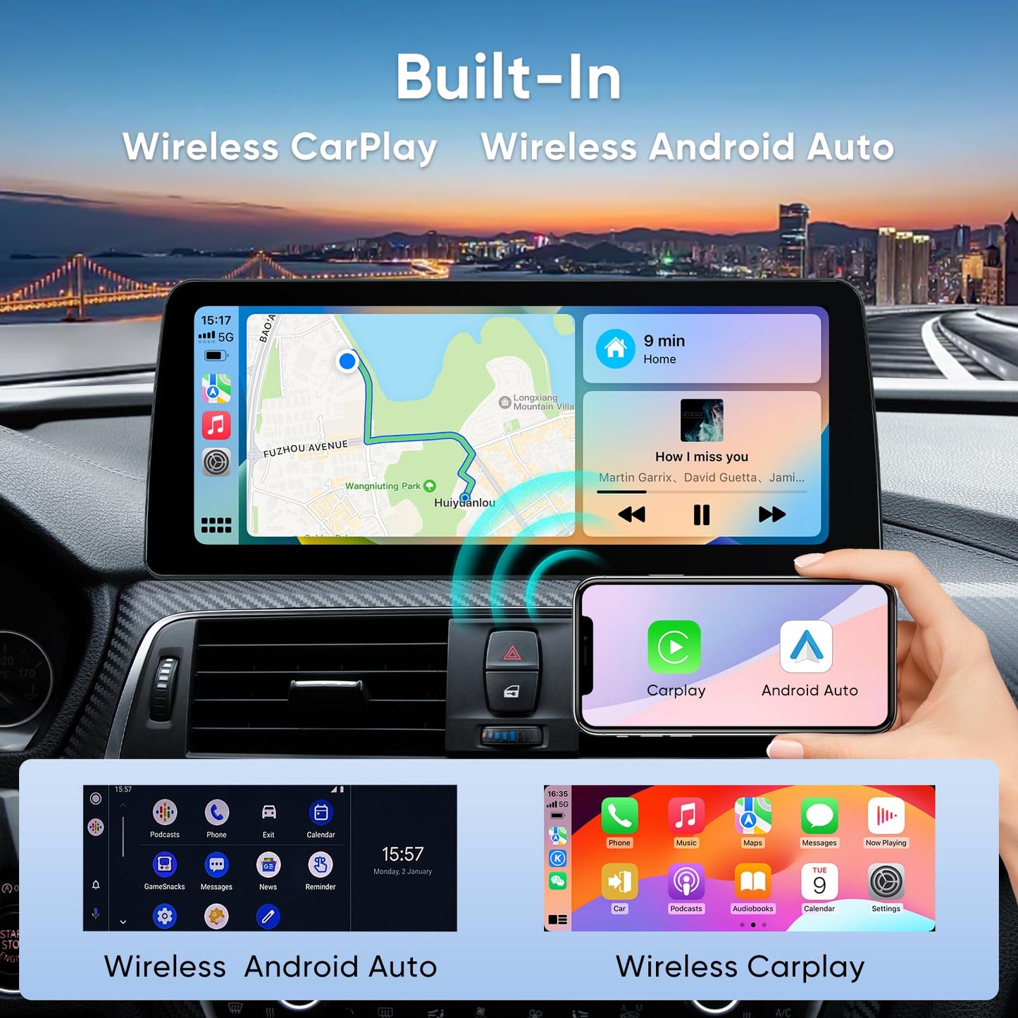 Reproductor multimedia de coche de 12.3 pulgadas para BMW NBT 3 4 Series F30 F31 F34 (2013-2016) inalámbrico CarPlay Android Auto Touchscreen Upgrade Original Stereo Radio System