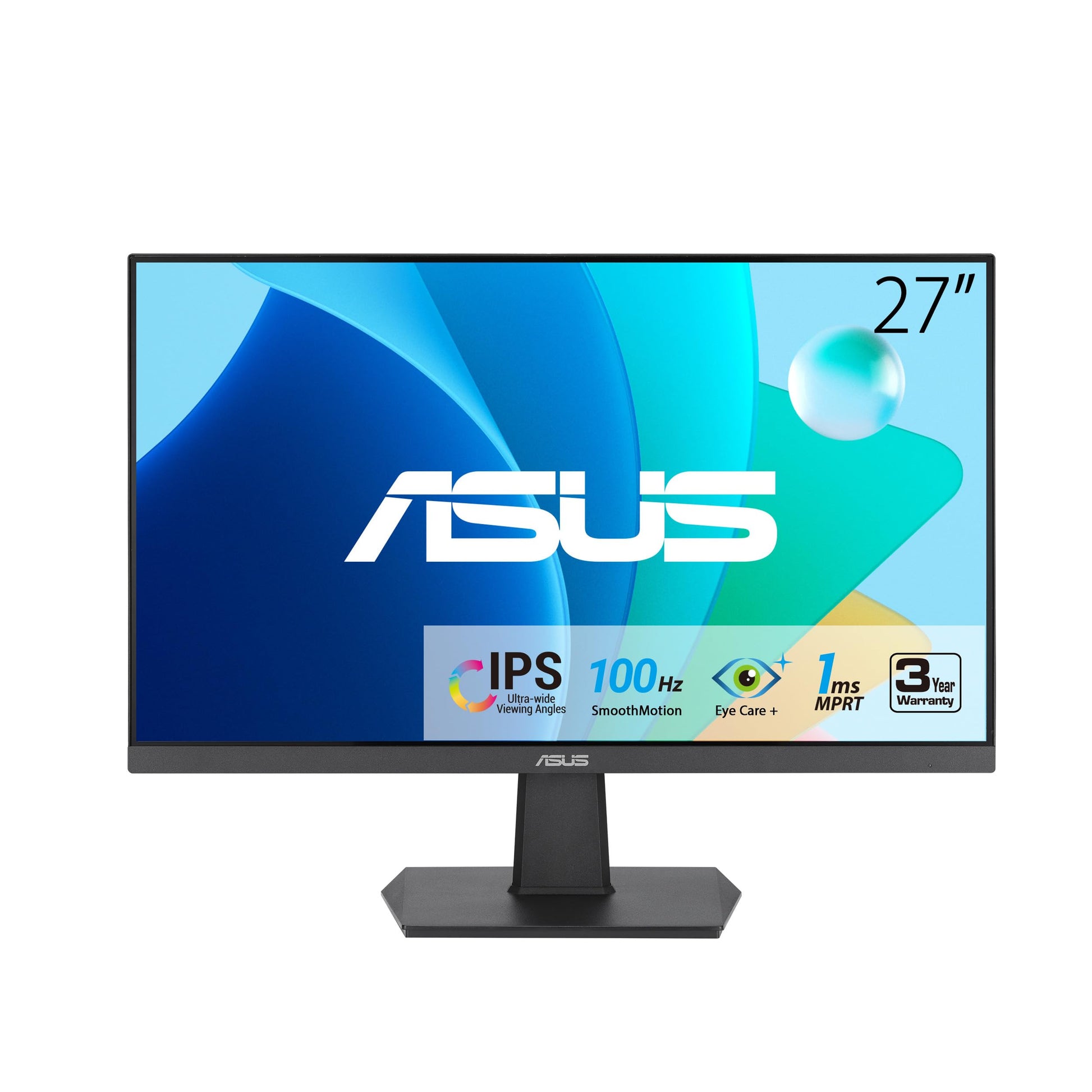 Asus Monitor Eye Care VA27EHF, 27 Pulgadas, IPS, Full HD, sin Marco, 100Hz, Adaptive-Sync, 1ms MPRT, HDMI, Low Blue Light, Flicker Free, Montaje en Pared