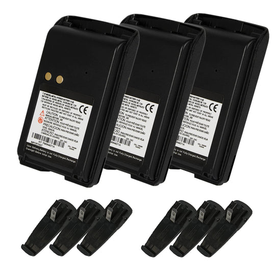 AWEDAS Paquete de 3 pilas BPR40 de 7.2 V con 6 clips para cinturón (actualizado) para Motorola Radio Mag One BPR40 BC130 A6 A8 PMNN4071 PMNN4075 PMNN4075AR PMNN4071A PMNN4071AR PMNN4071AC MAC Batería