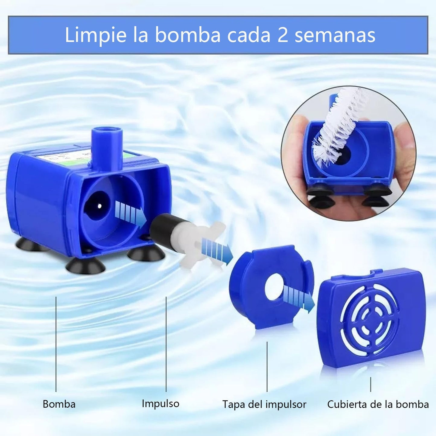Keakitay Bomba De Fuente Para Gatos, Bomba para Bebederos Gato Mascotas, Motor DR-DC160 para Fuente Gatos Redonda, Cúbica y con Gorro de Flores