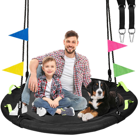 HeyZoo - Columpio de árbol de 48 pulgadas, platillo más grande para toda la familia, capacidad de peso de 900 libras, con correas ajustables para colgar, para patio trasero al aire última