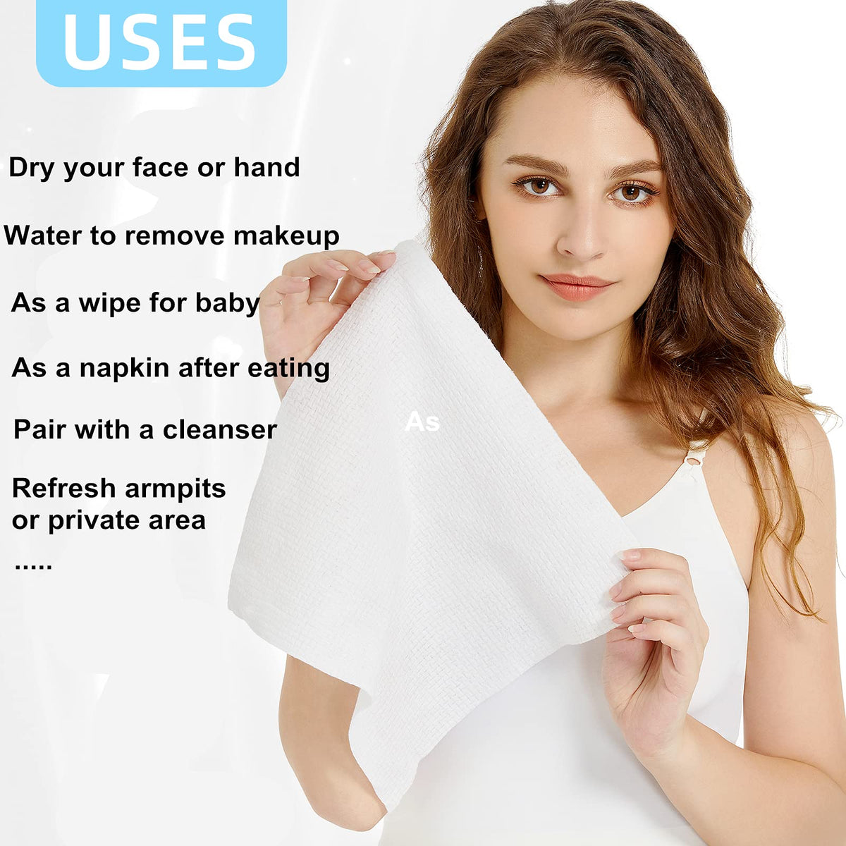 Atitifope - Toalla de limpieza desechable, toalla facial húmeda y seca, toalla para eliminar el maquillaje, 24,86 x 30 cm (1 caja)